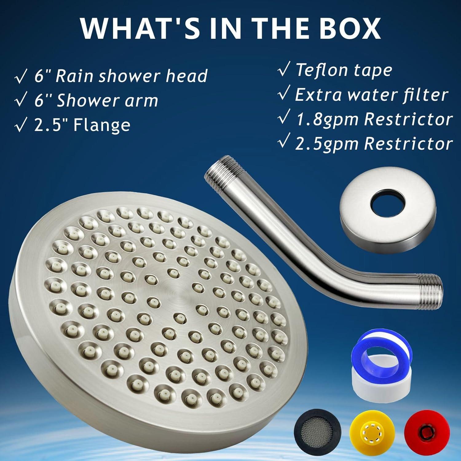 Cabezal de Ducha de Lluvia Nuodan 15.24 cm con Brazo de 15.24 cm