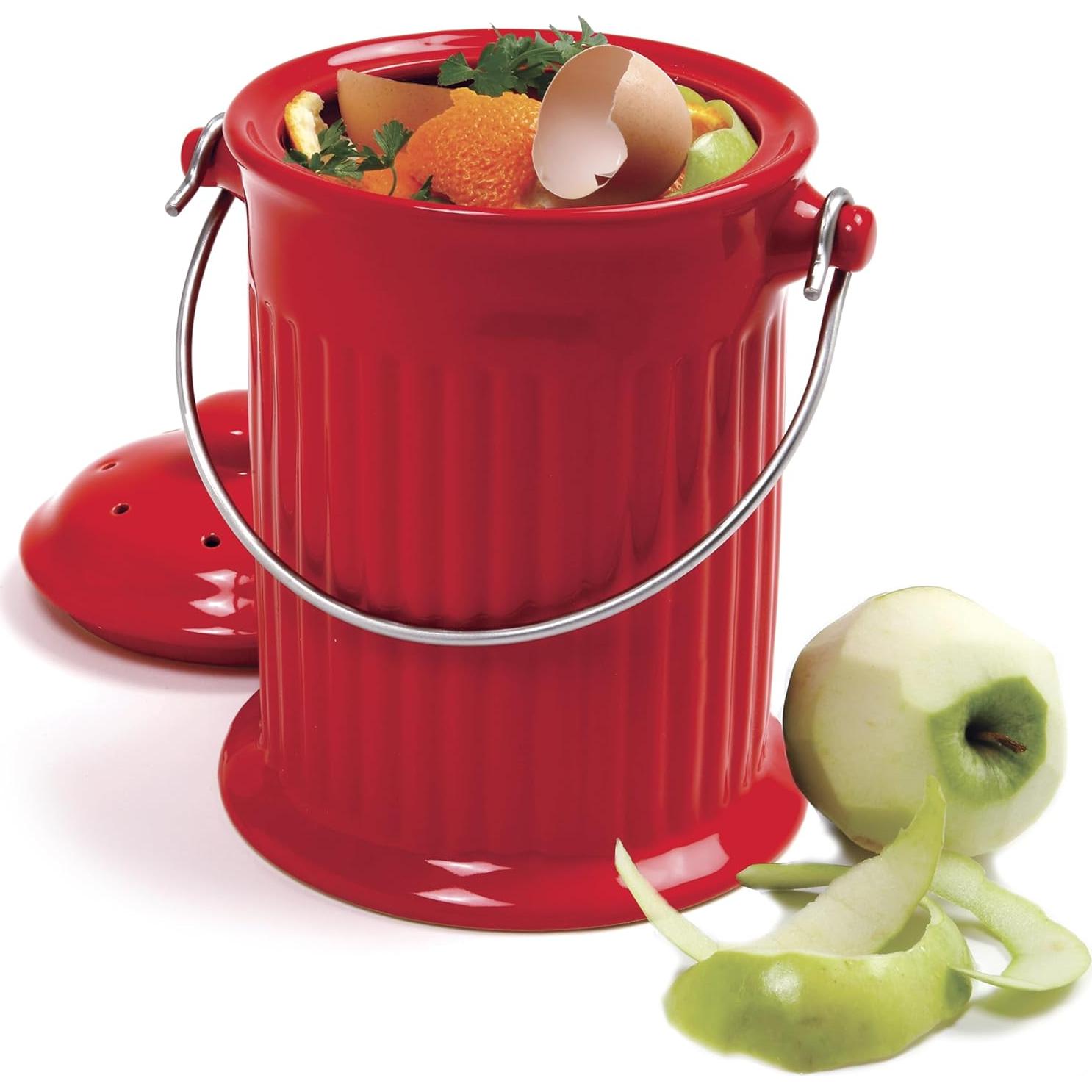 Conservador de Compostera de Cerámica Norpro 1 Galón Rojo