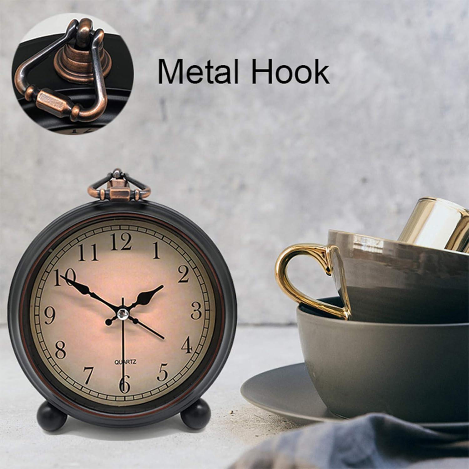 Reloj de Alarma Analógico Retro TooTa 13cm Silencioso con Luz