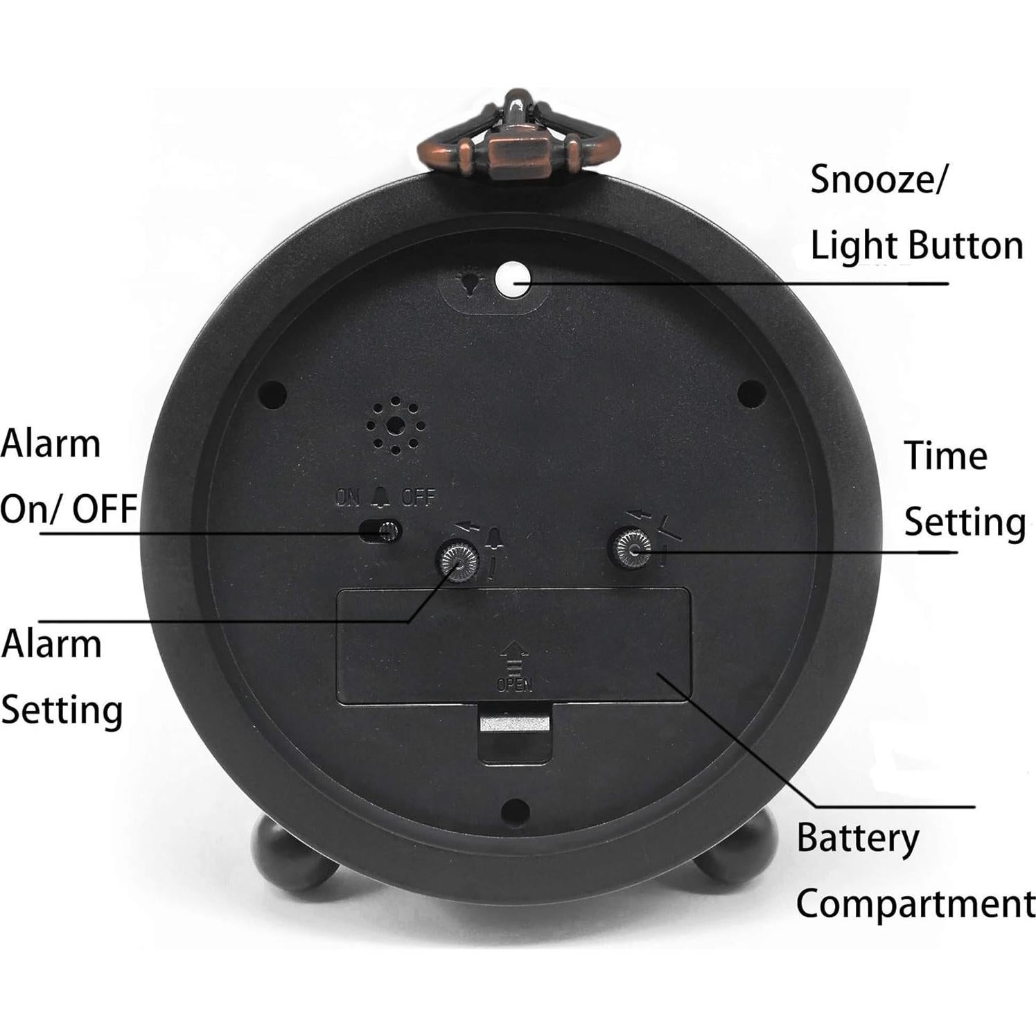 Reloj de Alarma Analógico Retro TooTa 13cm Silencioso con Luz