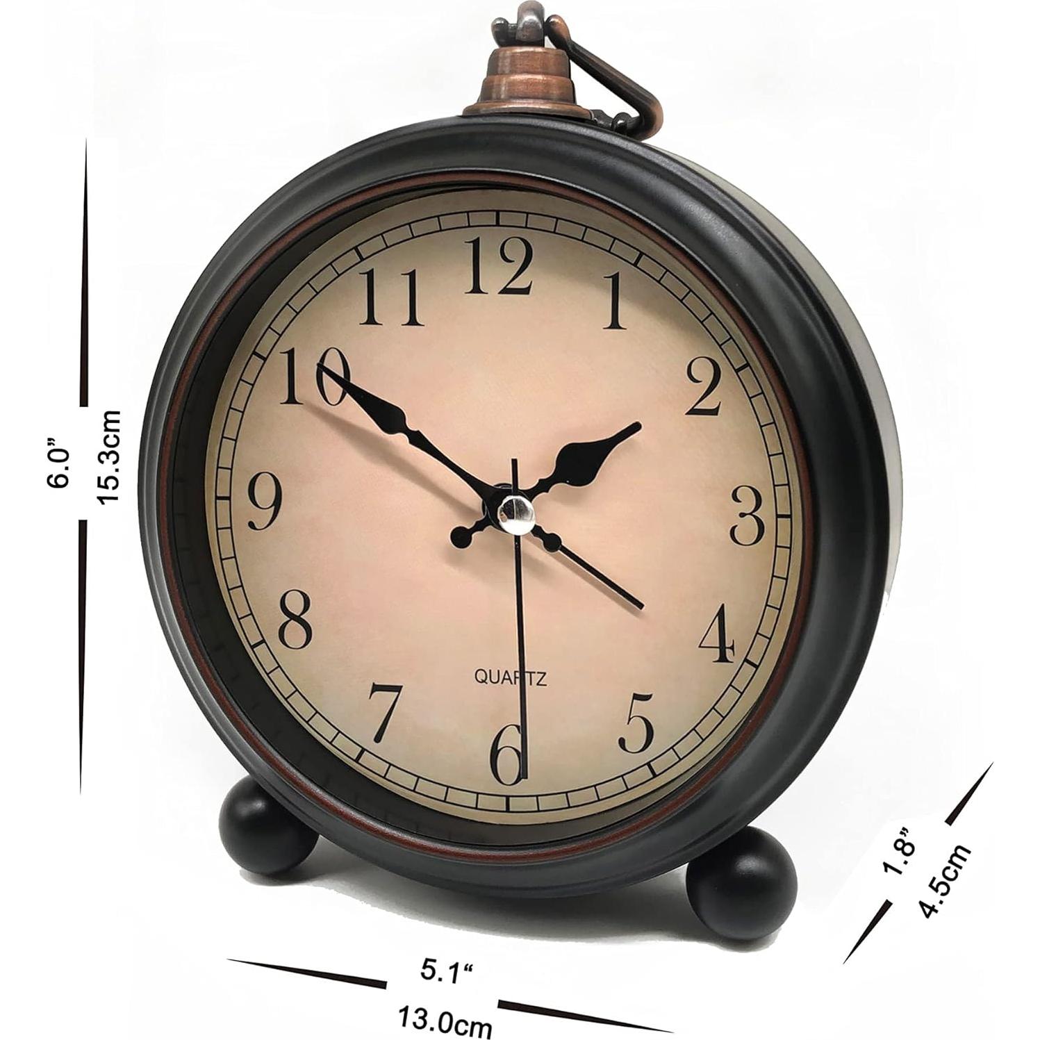 Reloj de Alarma Analógico Retro TooTa 13cm Silencioso con Luz