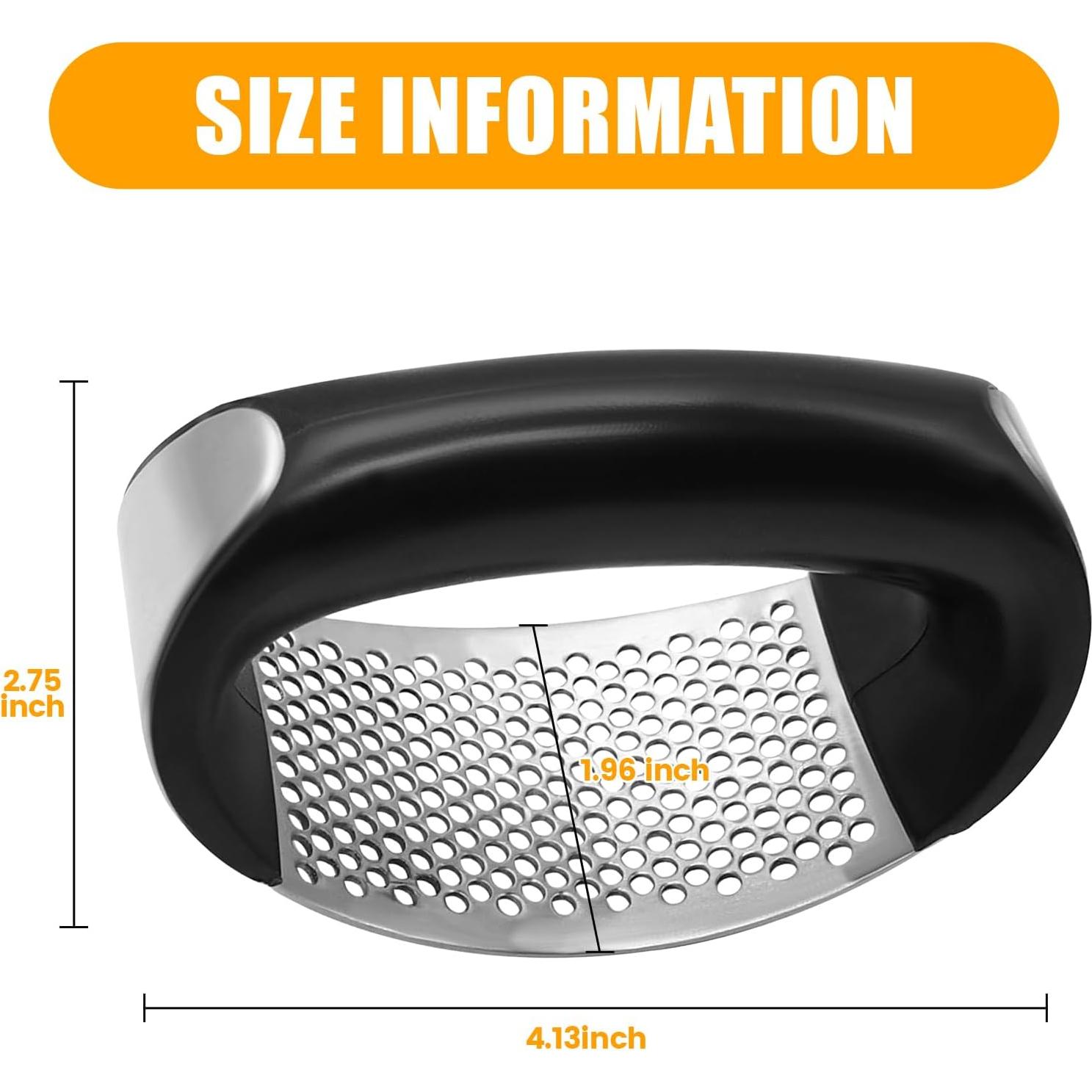 Heavy Duty Stainless Steel Garlic Mincer and Garlic Crusher,Manual Crusher & Mincer with Ergonomic Handle for Easy Cleaning (Black)