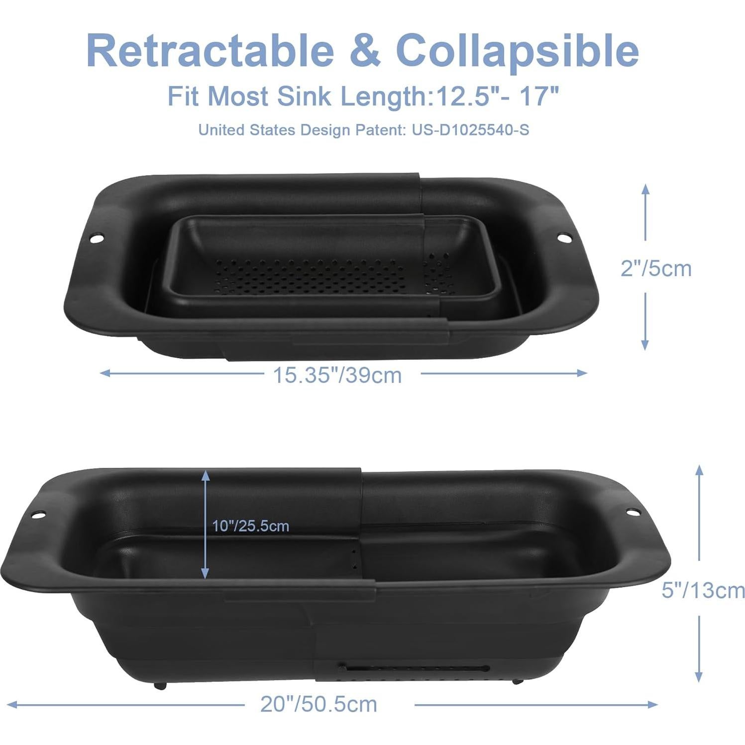 Colador Plegable Rottogoon 11.34 kg Ajustable Negro 38-48 cm