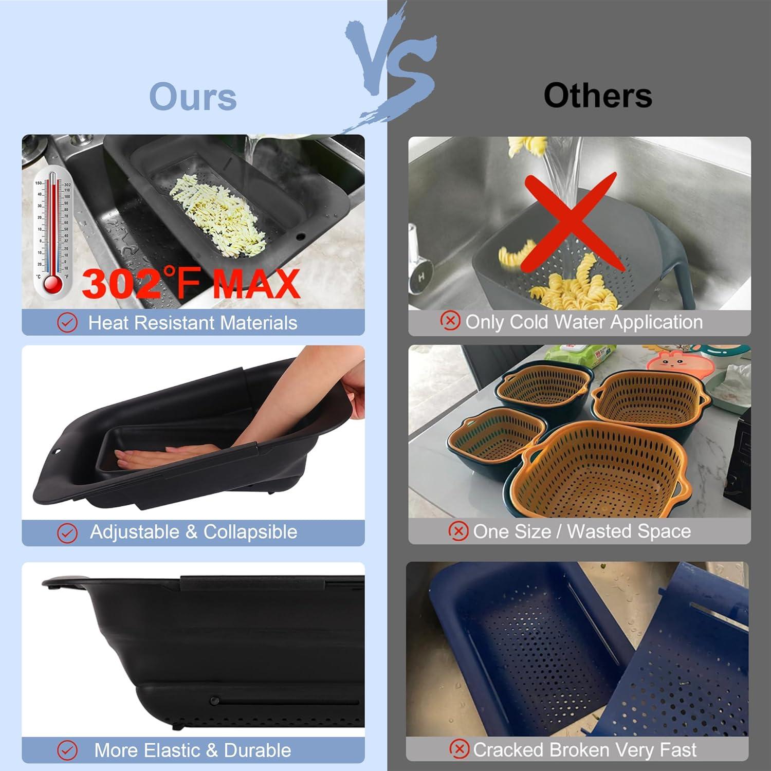 Colador Plegable Rottogoon 11.34 kg Ajustable Negro 38-48 cm