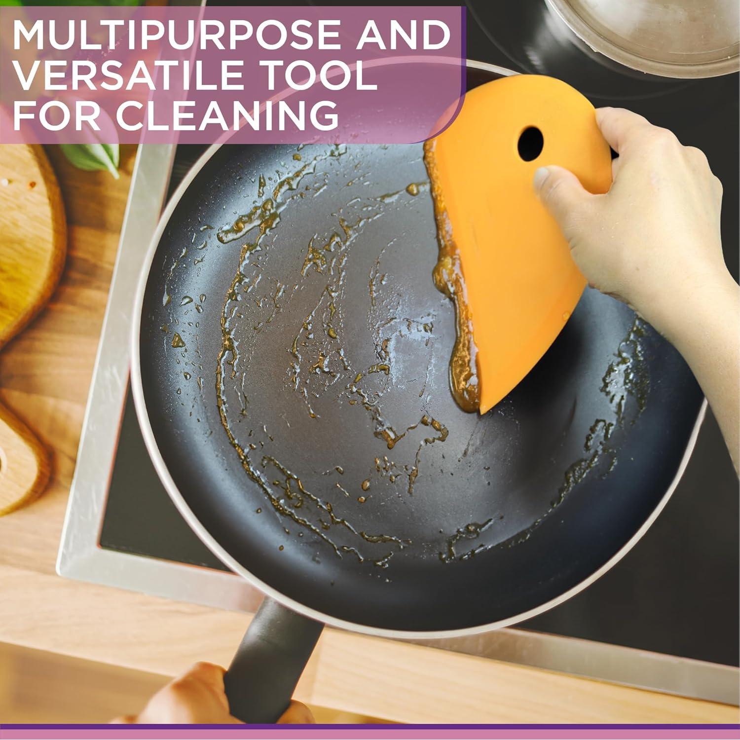 Zoie + Chloe Multipurpose Silicone Bowl Scraper - Dough Scraper for Cleaning Mixing Bowls, Baking Pan - Silicone Scraper Spatula For Painting, Smoothing, Frosting, Cake Decorating - Blue, 7x3.75"