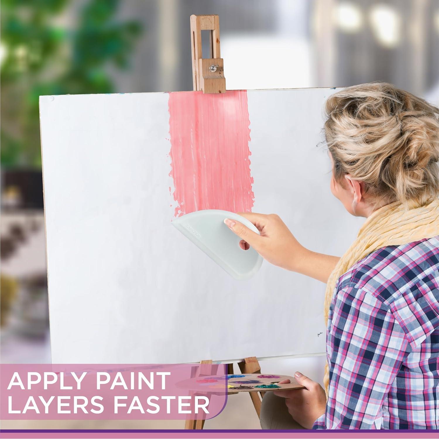 Zoie + Chloe Multipurpose Silicone Bowl Scraper - Dough Scraper for Cleaning Mixing Bowls, Baking Pan - Silicone Scraper Spatula For Painting, Smoothing, Frosting, Cake Decorating - Blue, 7x3.75"