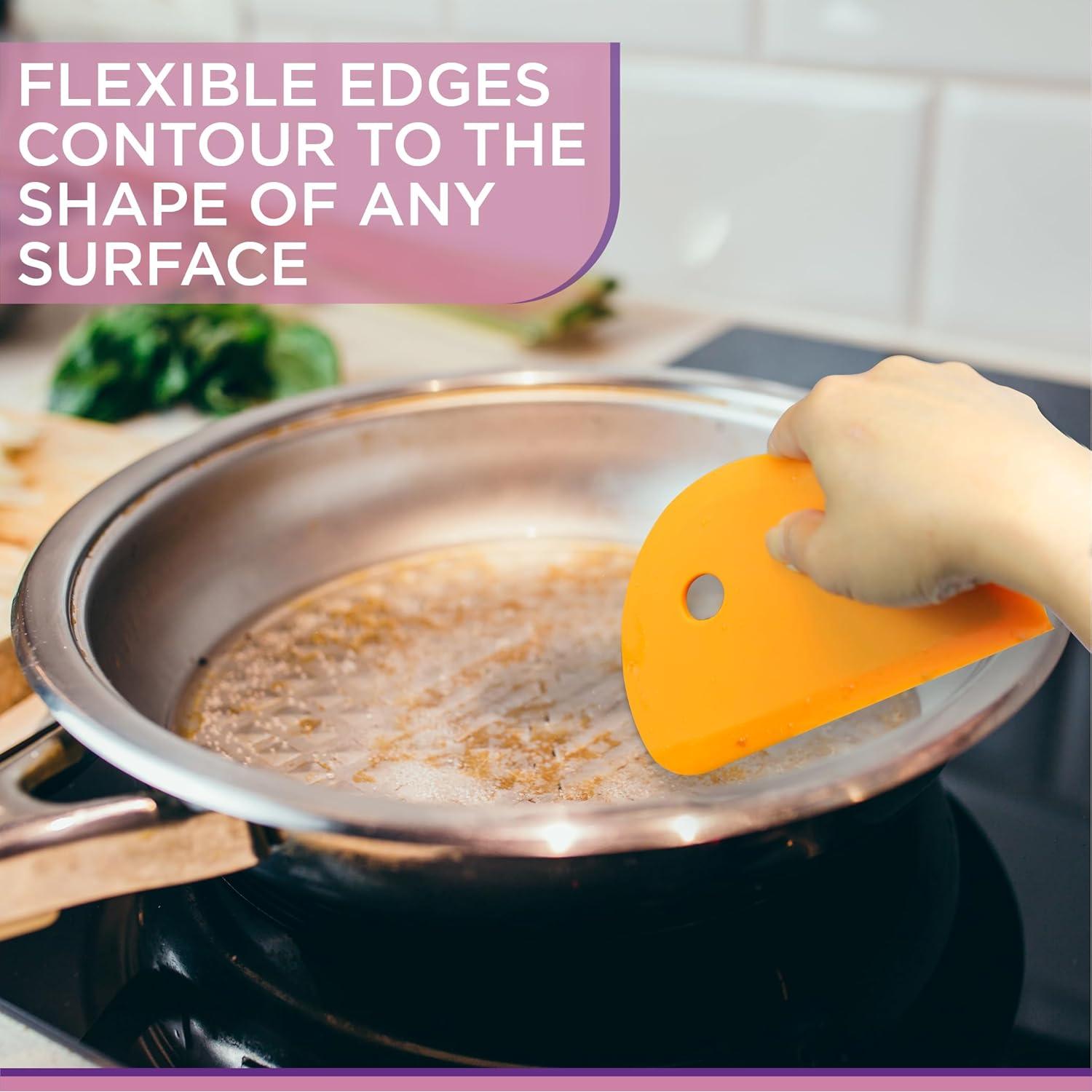 Zoie + Chloe Multipurpose Silicone Bowl Scraper - Dough Scraper for Cleaning Mixing Bowls, Baking Pan - Silicone Scraper Spatula For Painting, Smoothing, Frosting, Cake Decorating - Blue, 7x3.75"