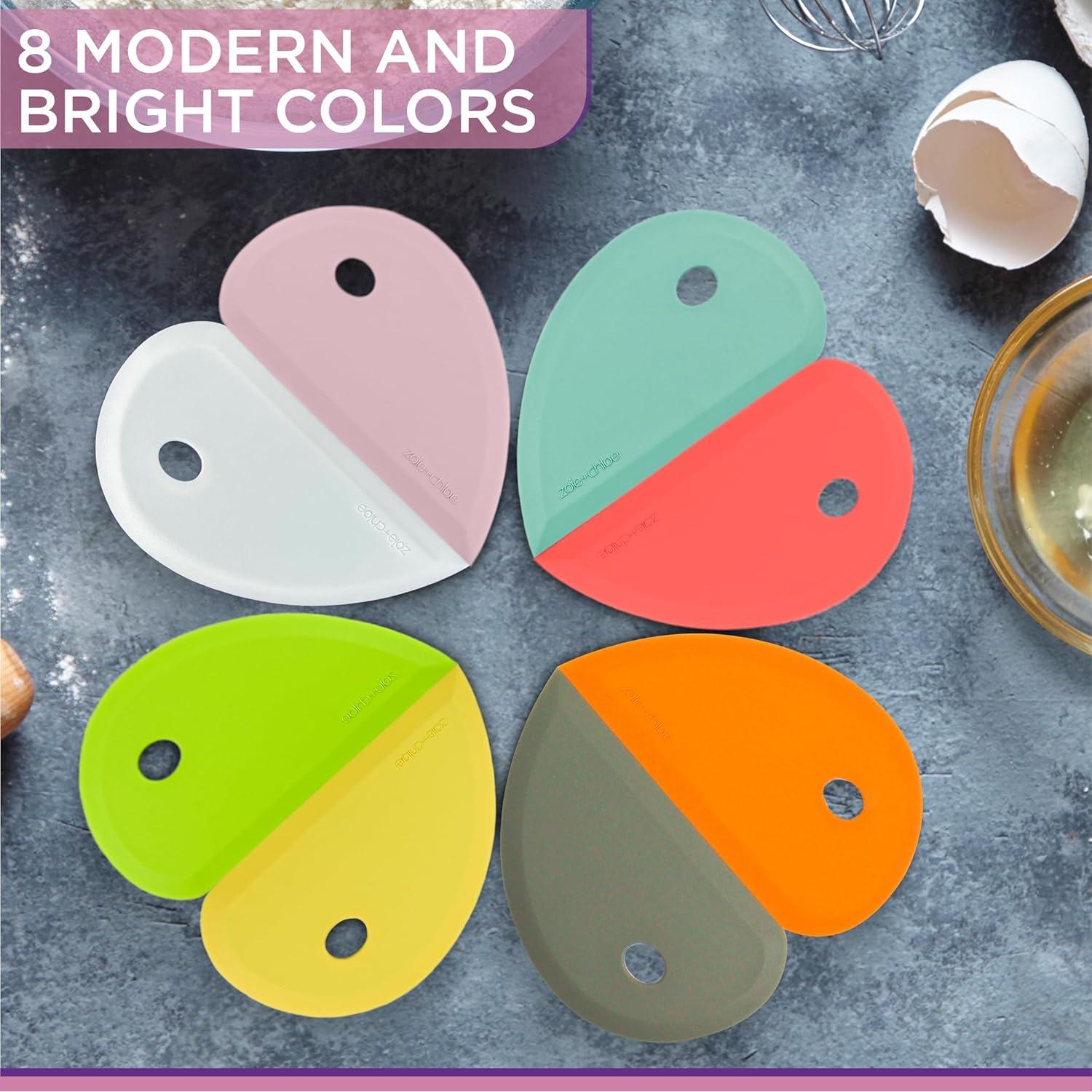 Zoie + Chloe Multipurpose Silicone Bowl Scraper - Dough Scraper for Cleaning Mixing Bowls, Baking Pan - Silicone Scraper Spatula For Painting, Smoothing, Frosting, Cake Decorating - Blue, 7x3.75"