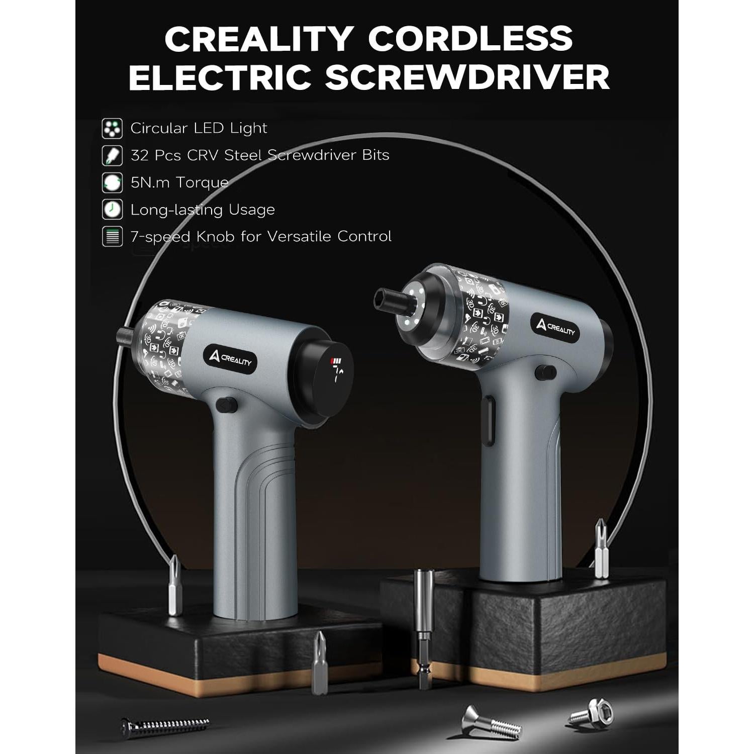 Destornillador Eléctrico Creality 33 en 1 Inalámbrico LED