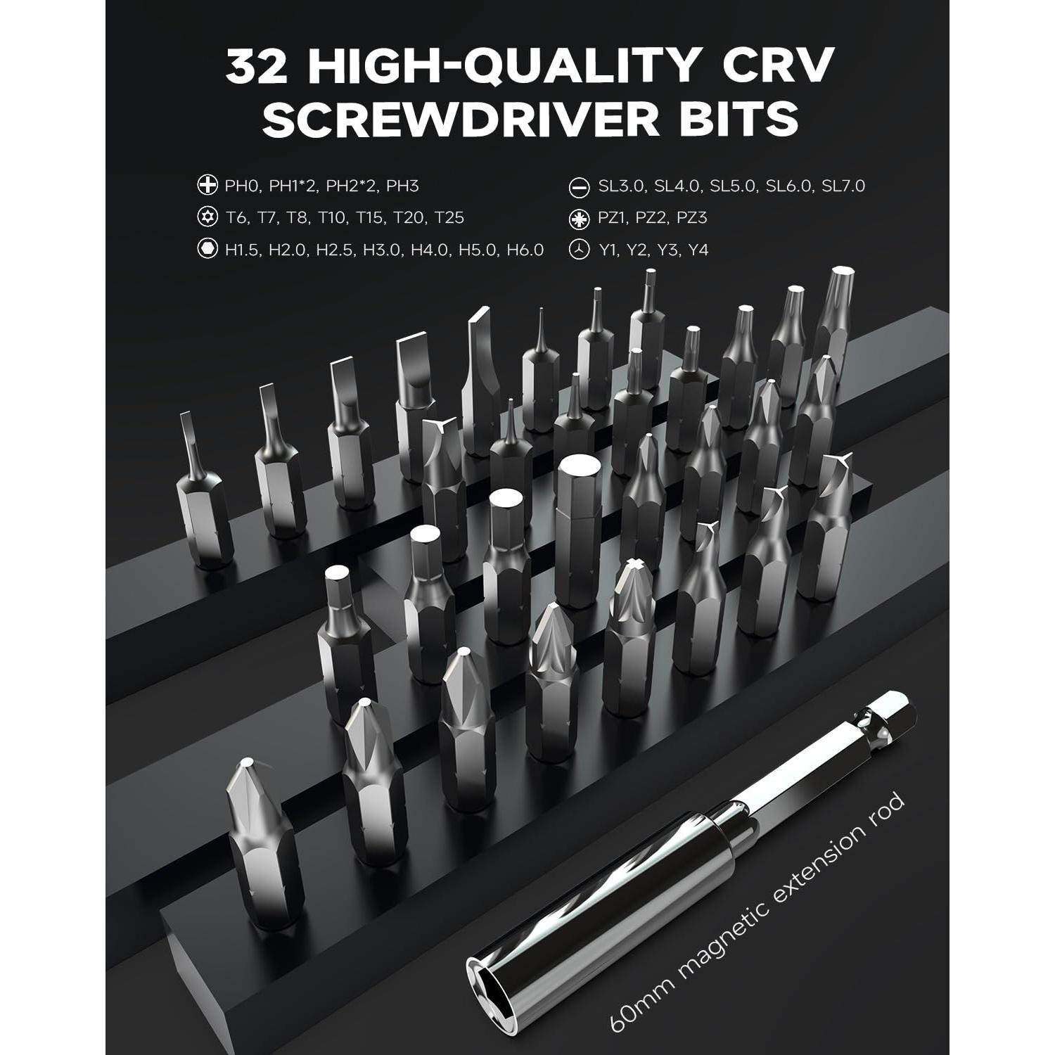 Destornillador Eléctrico Creality 33 en 1 Inalámbrico LED