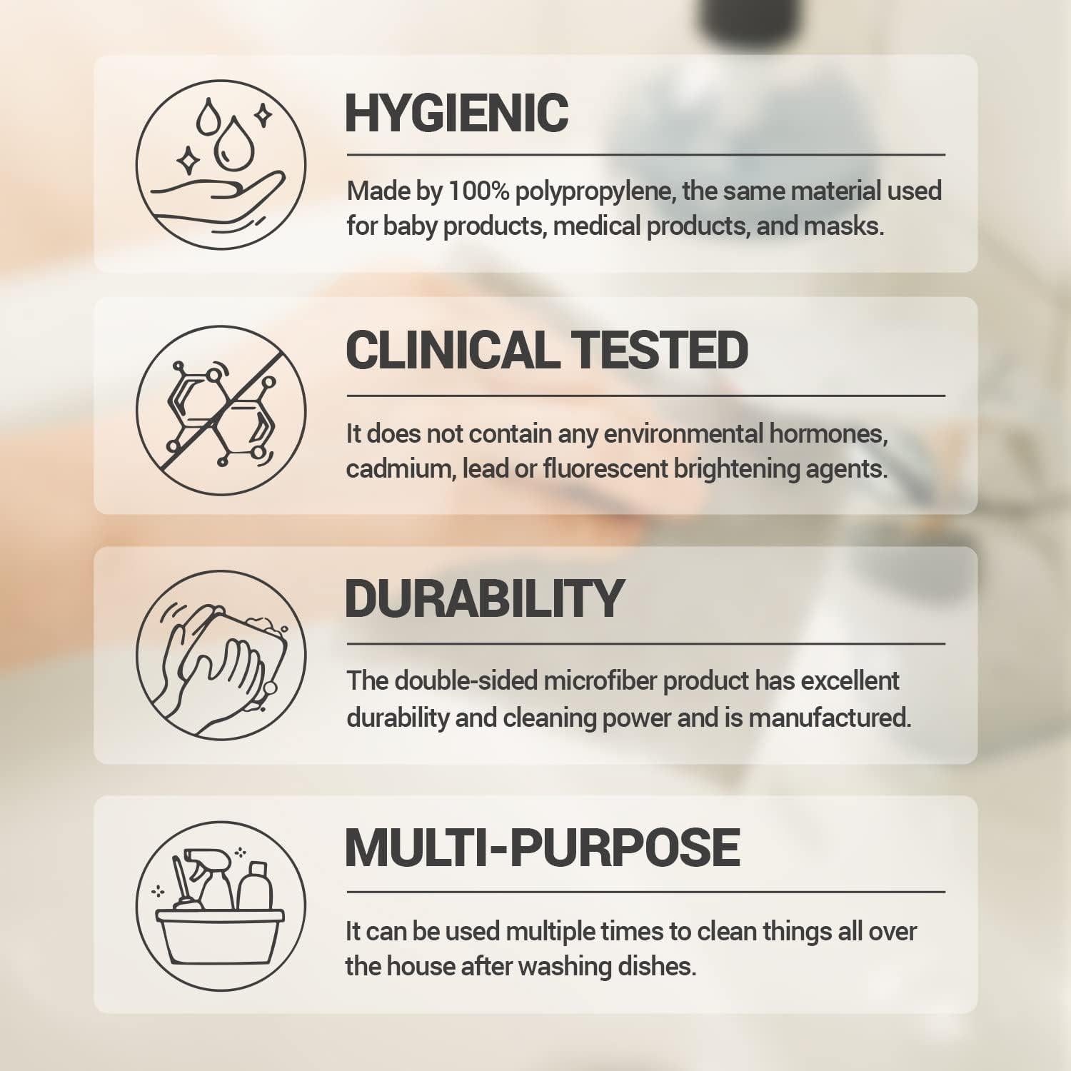 Estropajos de Un Día DearCus - Paquete de 60 Hojas Sin Olor