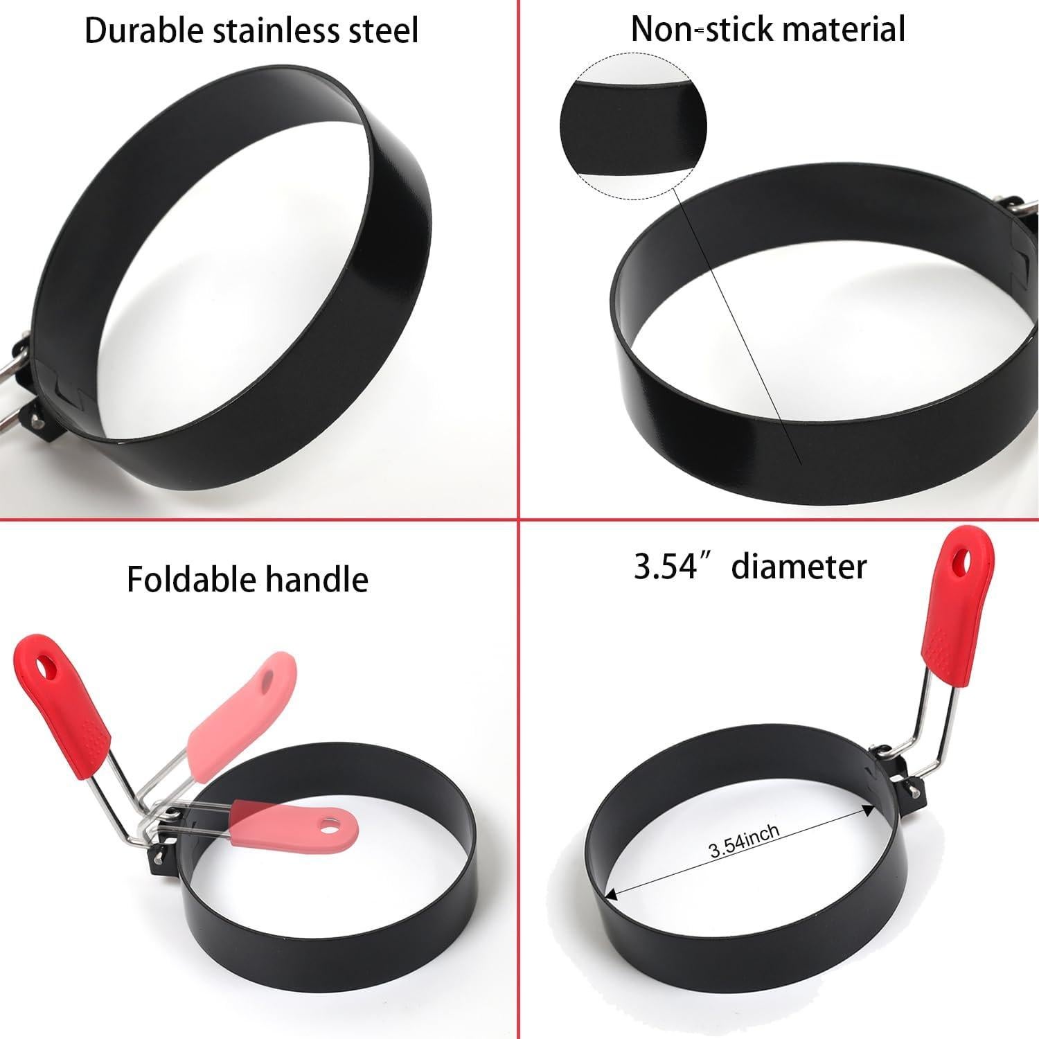 Set de 2 anillos para huevos Suyncyi 9 cm con mango de silicona