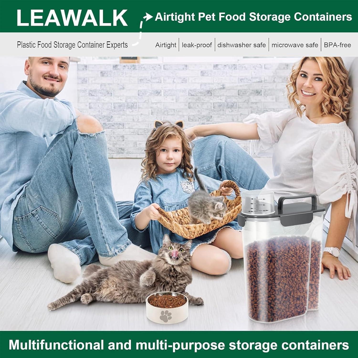 5Lbs Dog Cat Storage Container Portable with Upgraded Large Spout and Cup, Plastic Pet Food Dispenser for Small Animal Kibble, Bird Seed, Oatmeal, Rice, Flour, Brown Sugart-Dark Gray