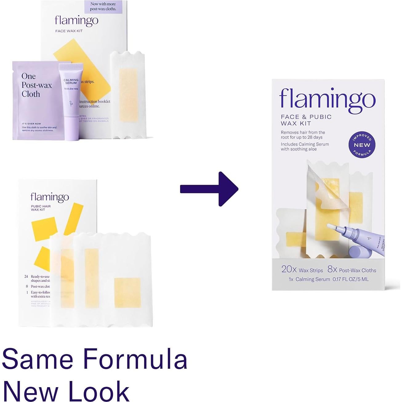 Kit de Cera Facial Flamingo para Mujeres - 20 Tiras + Pañitos