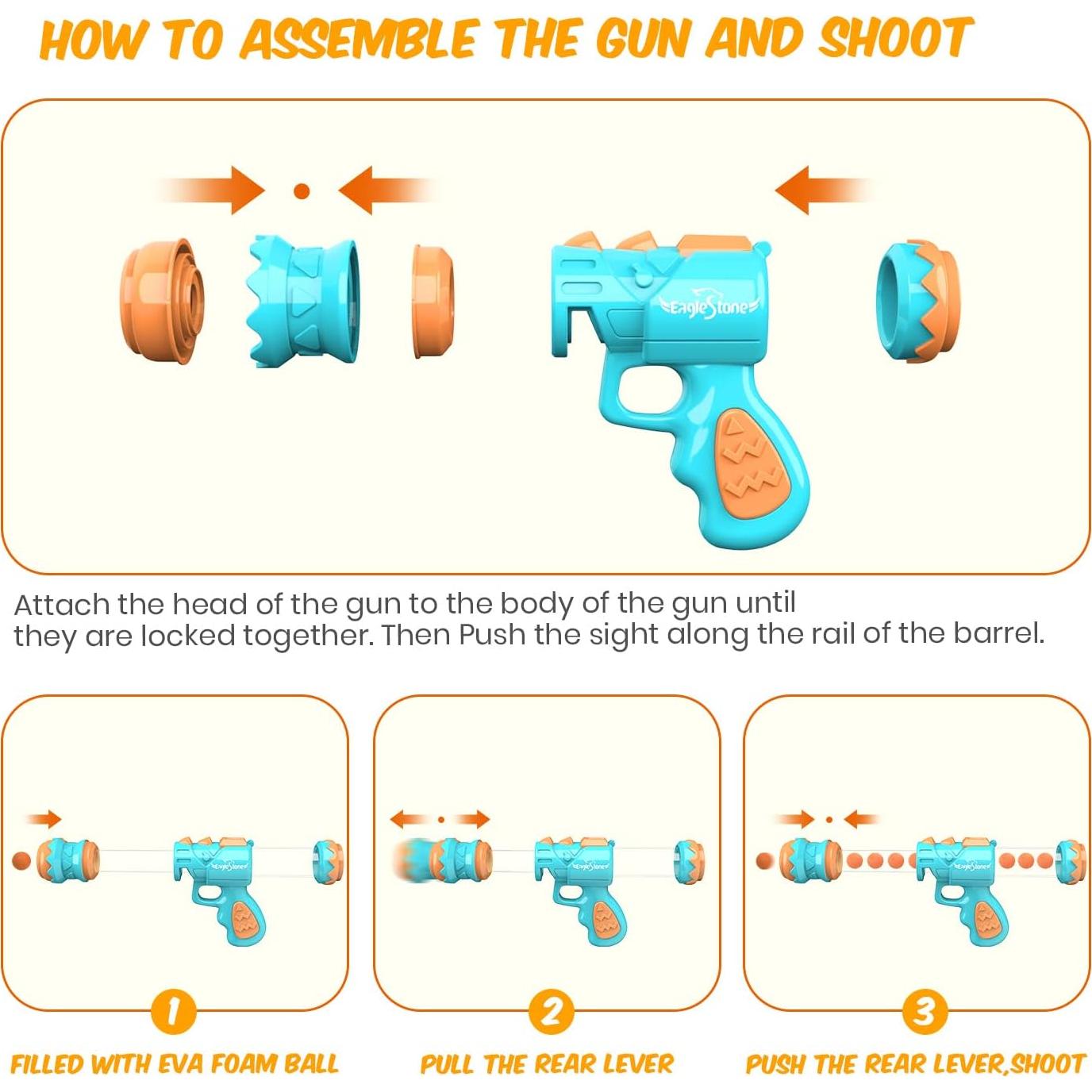 EagleStone Juguete de Disparo de Dinosaurios con 2 Pistolas