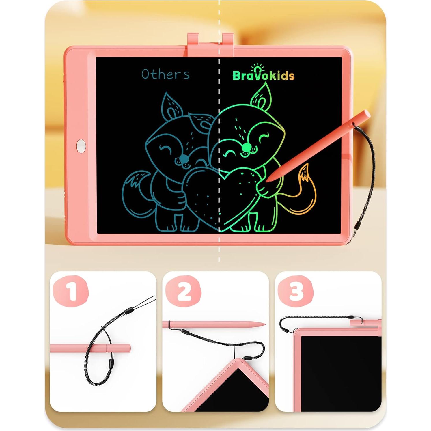 Bravokids Tableta de Escritura LCD 25,4 cm Rosa para Niños