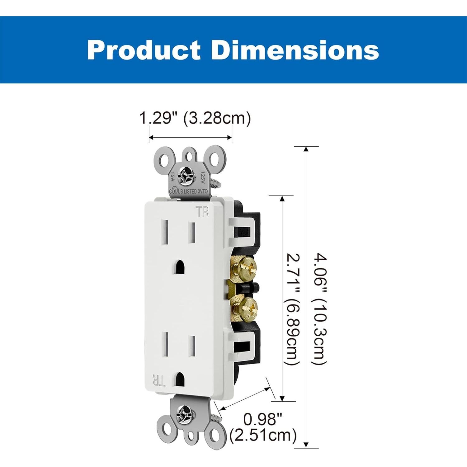 Receptáculo de Pared Decorador BESTTEN 15A Blanco - Paquete de 10