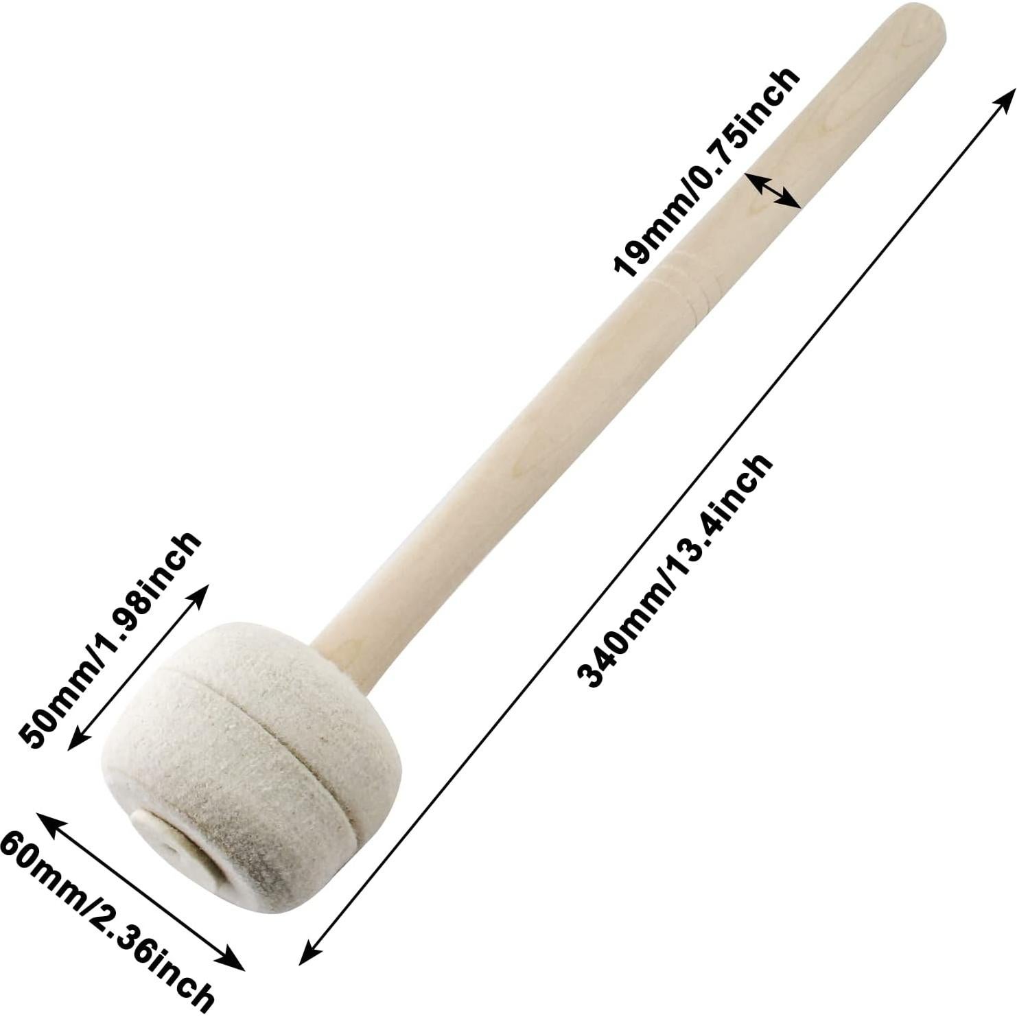 Mallets de Bombo 2Pcs Beige Fieltro de Lana 34cm Madera