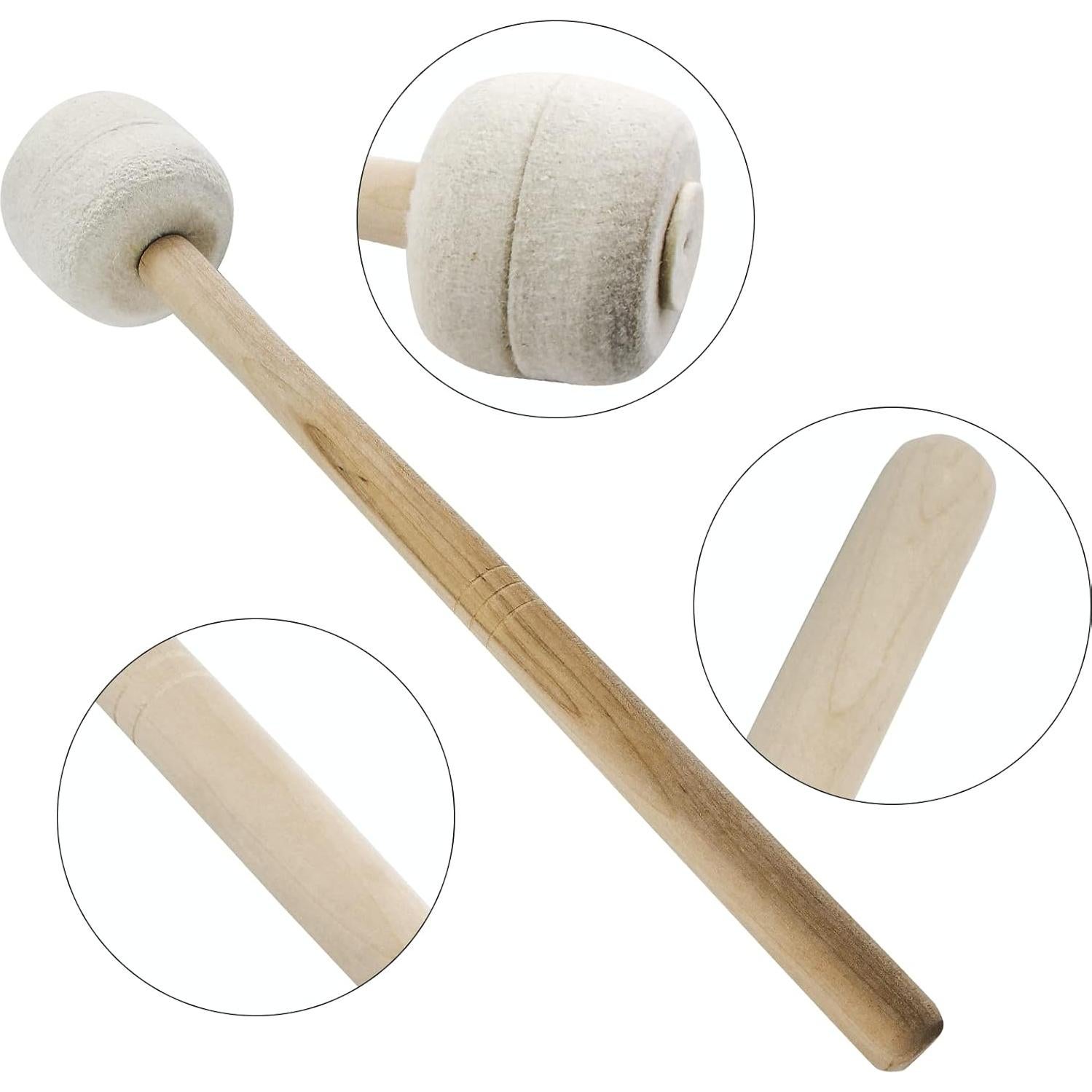 Mallets de Bombo 2Pcs Beige Fieltro de Lana 34cm Madera
