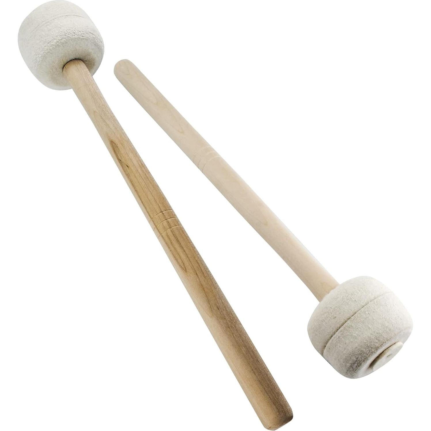 Mallets de Bombo 2Pcs Beige Fieltro de Lana 34cm Madera