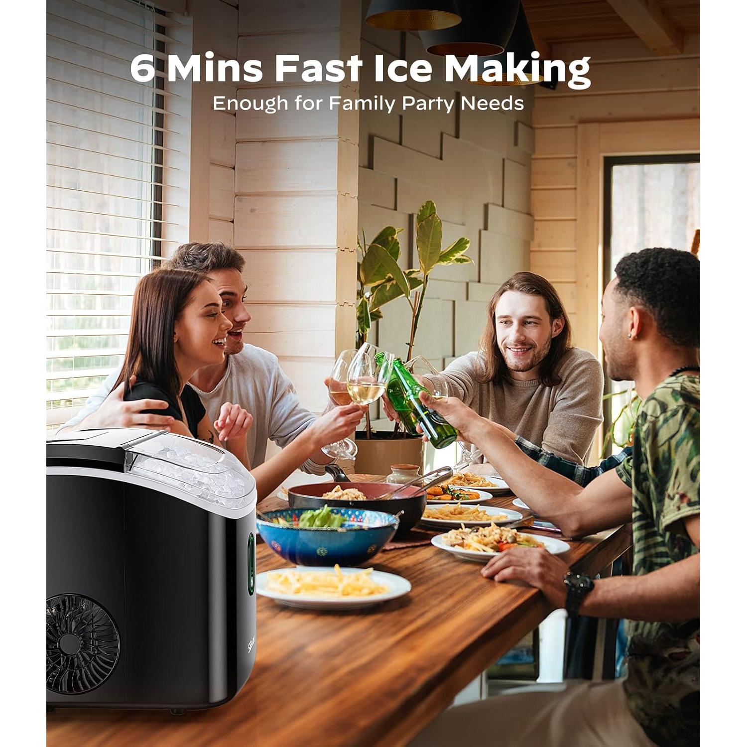 Máquina de Hielo Nugget Silonn SLIM17B-PRO 14,97 kg Negra