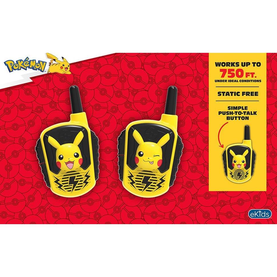 Walkie Talkies eKids Pokémon para Niños - Rango 152.4m