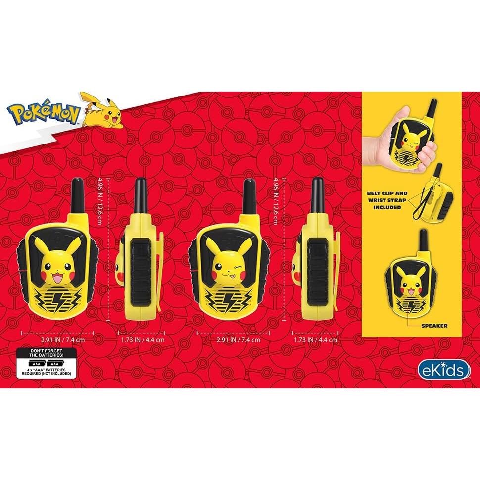 Walkie Talkies eKids Pokémon para Niños - Rango 152.4m