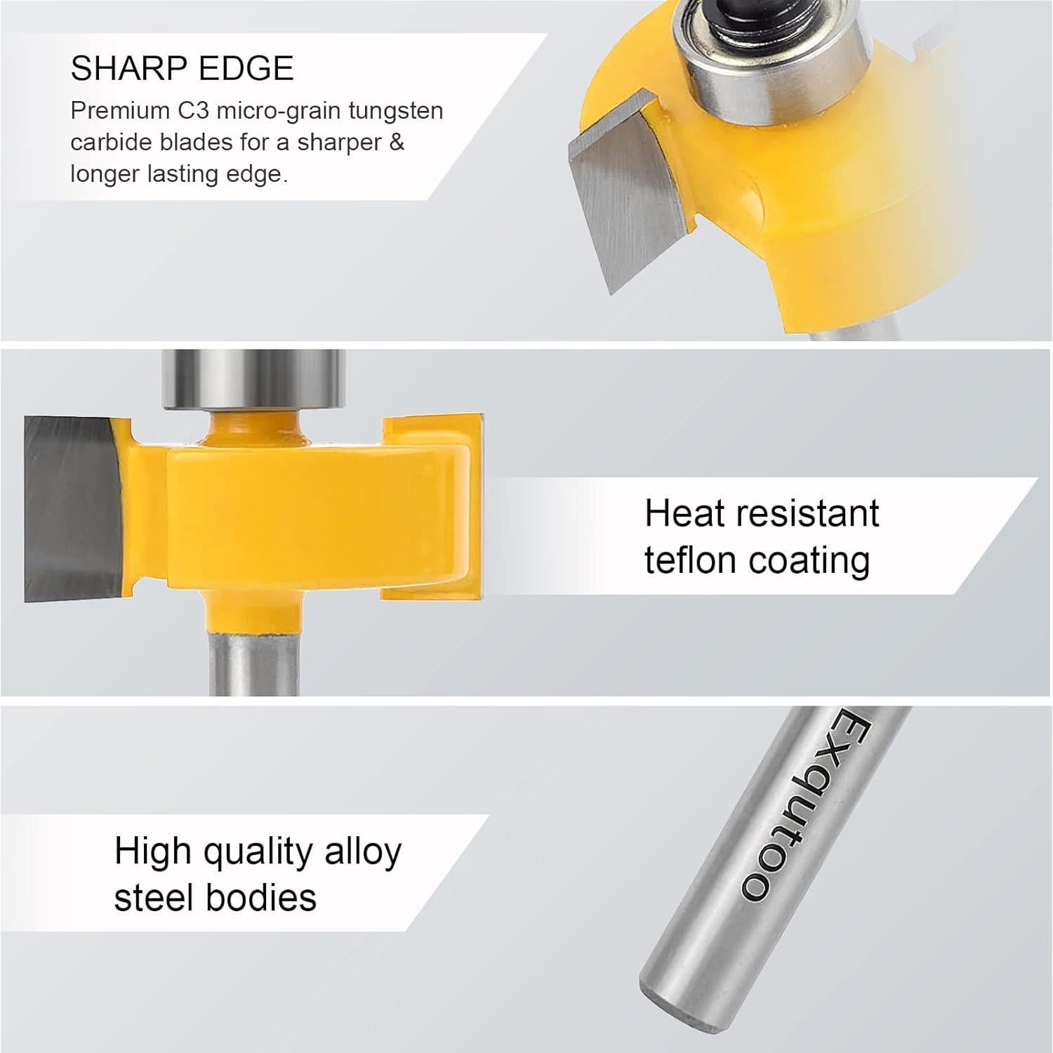 Juego de fresas de rebaje Z.hen 1/4" con 6 rodamientos