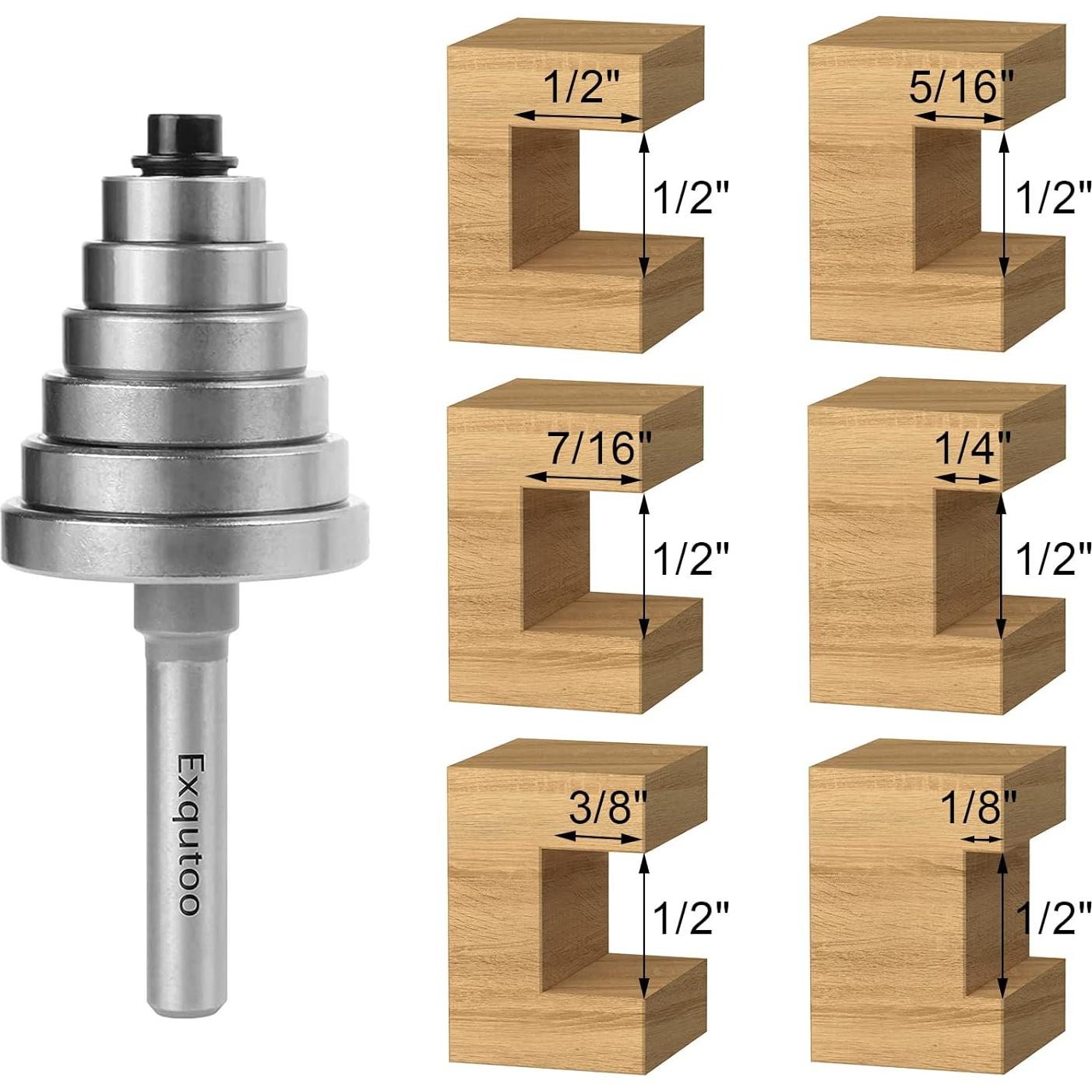 Juego de fresas de rebaje Z.hen 1/4" con 6 rodamientos
