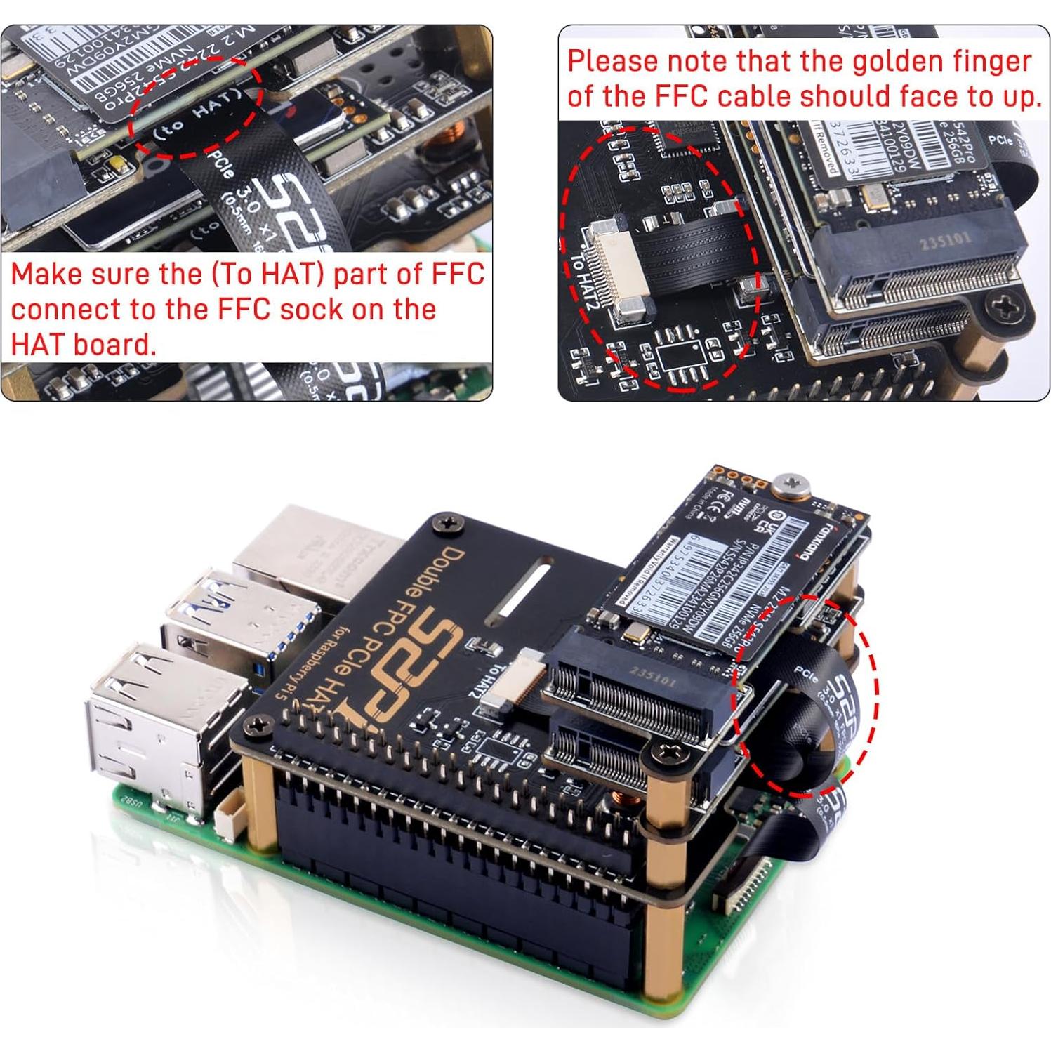 HAT GeeekPi B12 para Raspberry Pi 5 - Expansión Dual PCIe