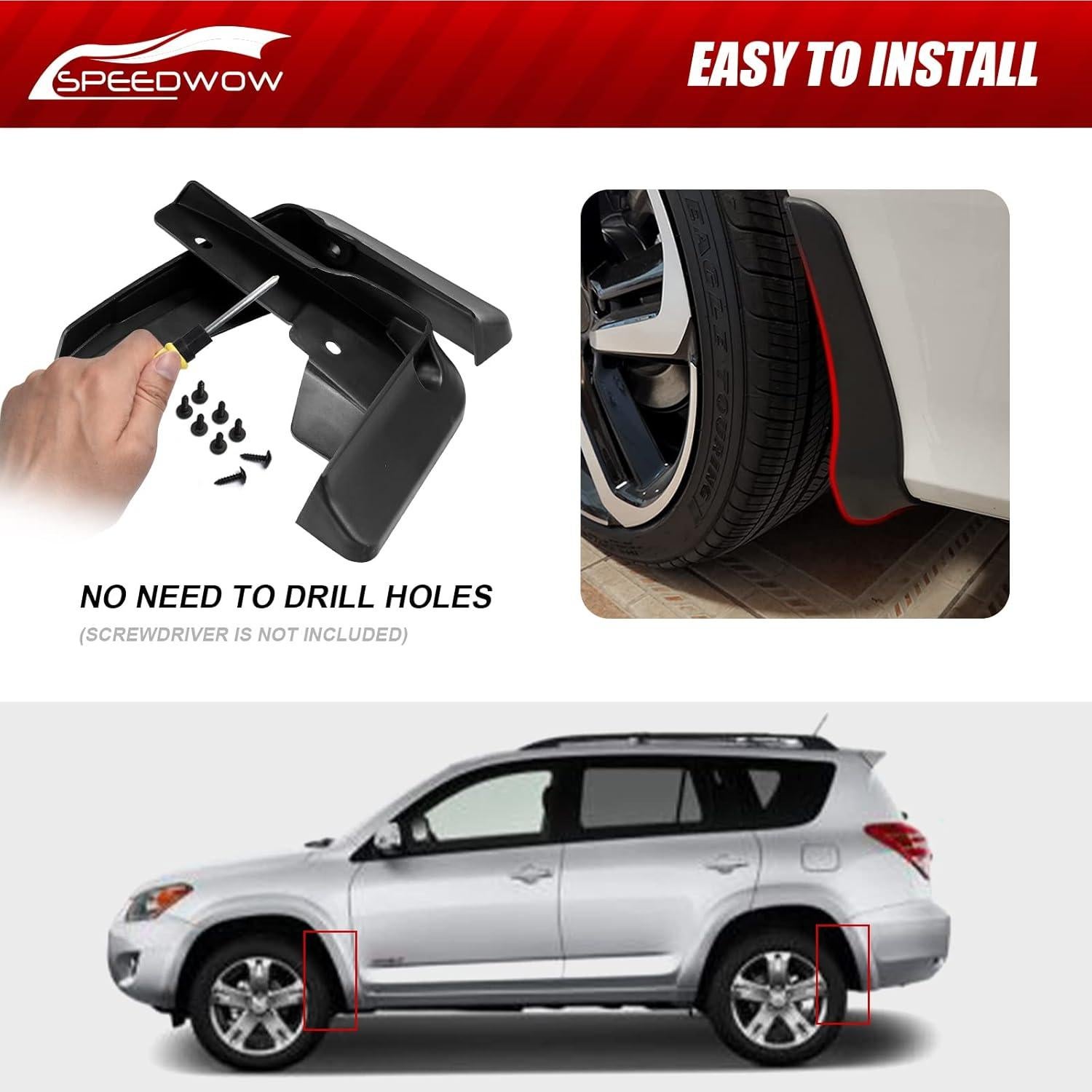 Guardabarros SPEEDWOW para Toyota RAV4 2006-2012 - 4 Piezas