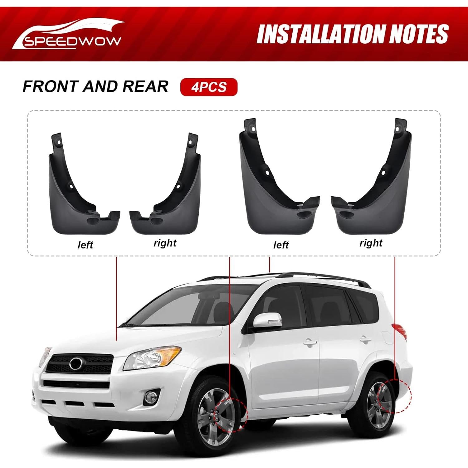 Guardabarros SPEEDWOW para Toyota RAV4 2006-2012 - 4 Piezas