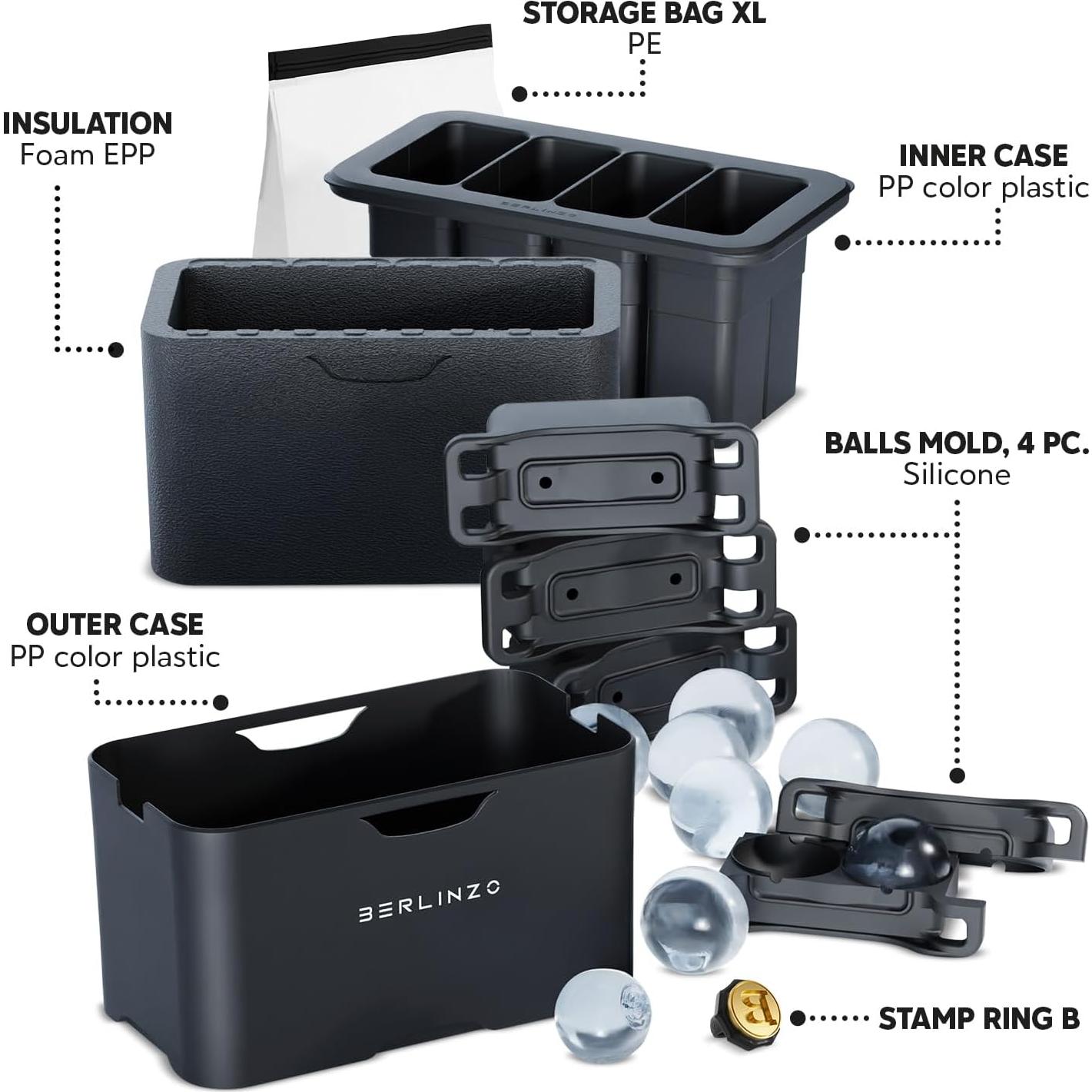 Fabricador de Bolas de Hielo Berlinzo - 8 Esferas Cristalinas