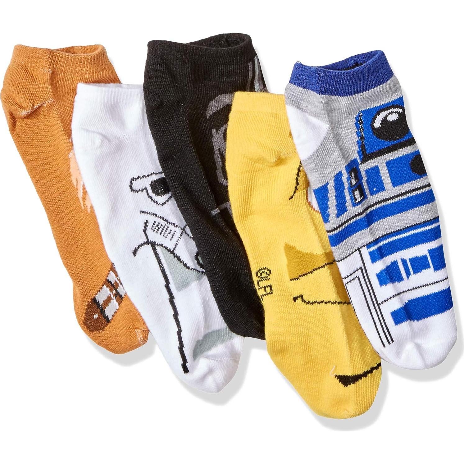 STAR WARS Chewbacca Darth Vader R2-D2 Faces 5 Pack Ankle Socks