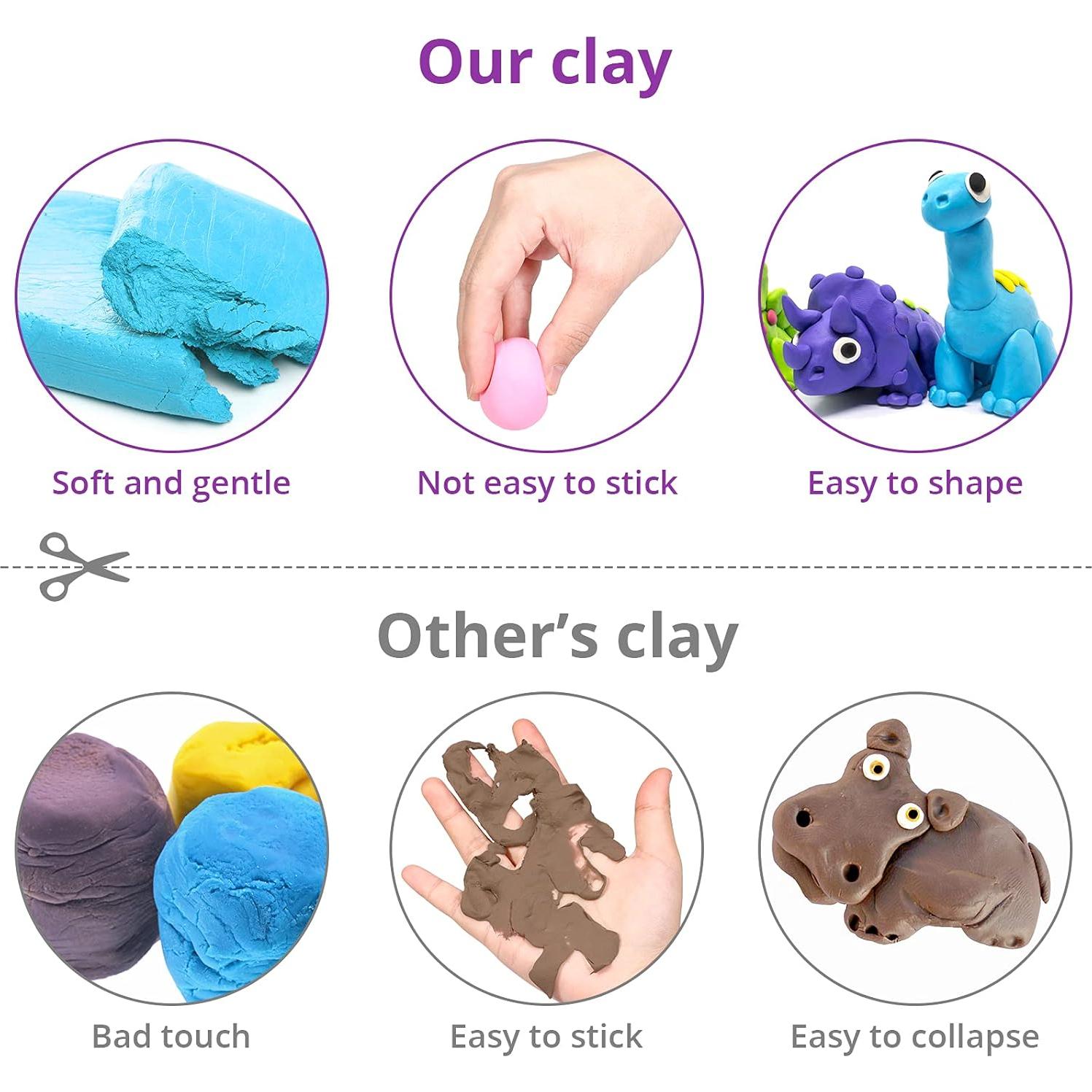 Kit de Arcilla de Secado al Aire Exptolii 24 Colores y 3 Herramientas