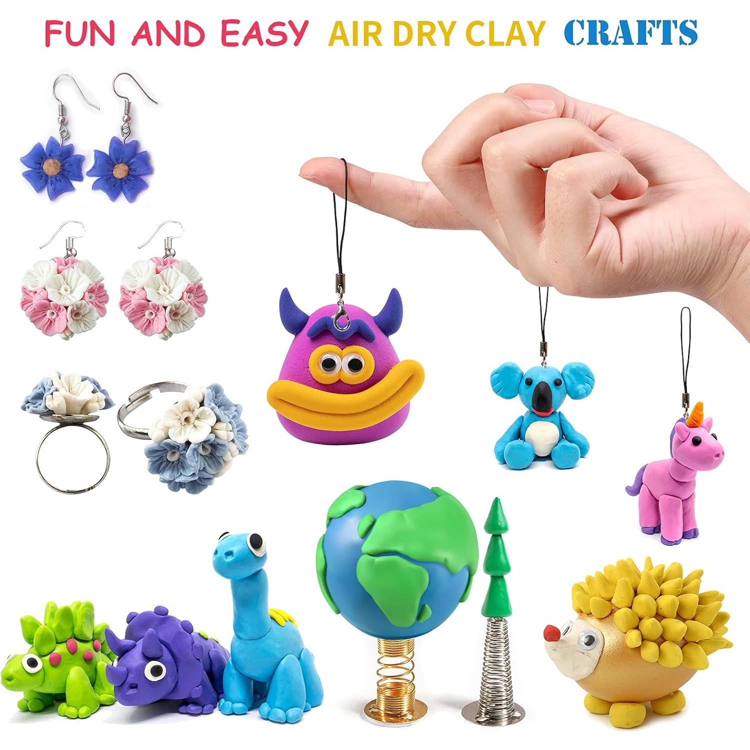 Kit de Arcilla de Secado al Aire Exptolii 24 Colores y 3 Herramientas