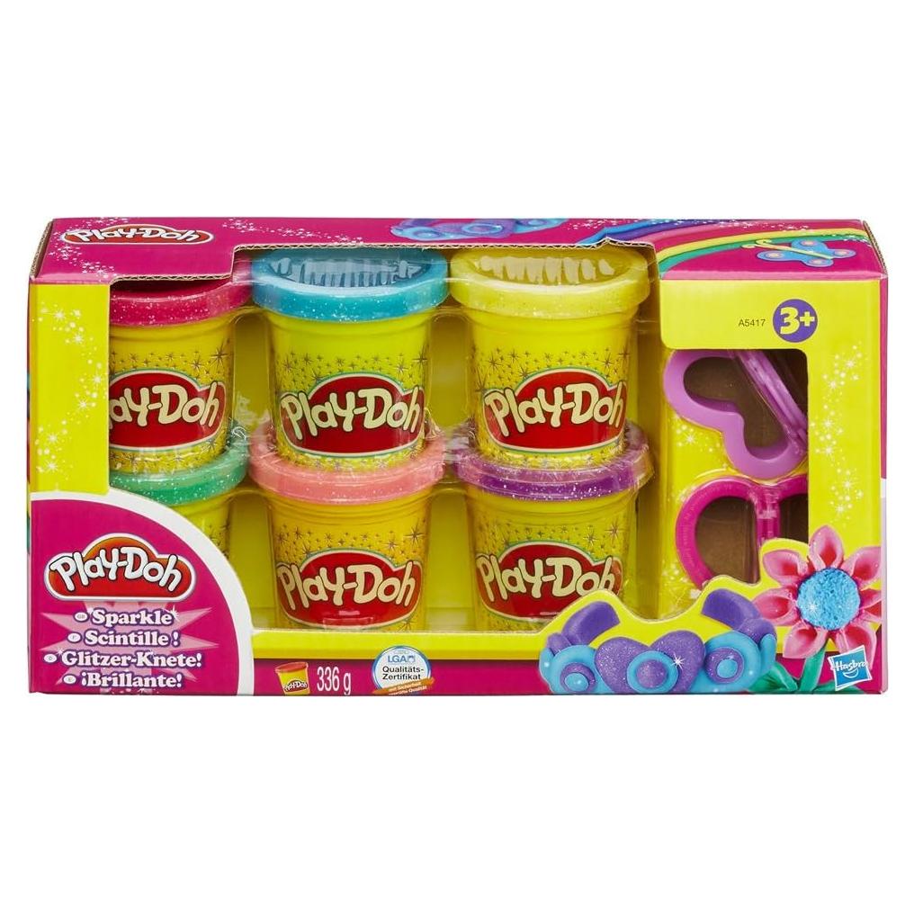 Compuesto Brillante Play-Doh 6 Colores + 2 Cortadores
