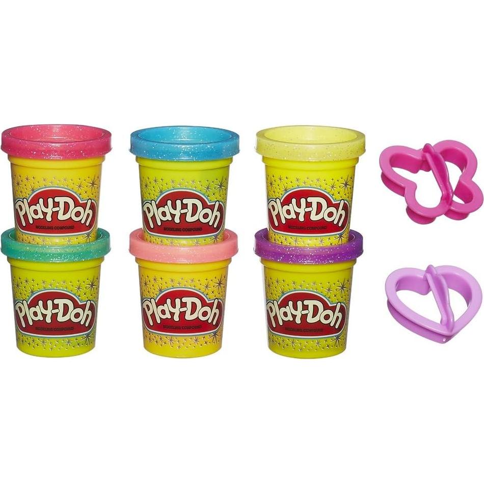 Compuesto Brillante Play-Doh 6 Colores + 2 Cortadores