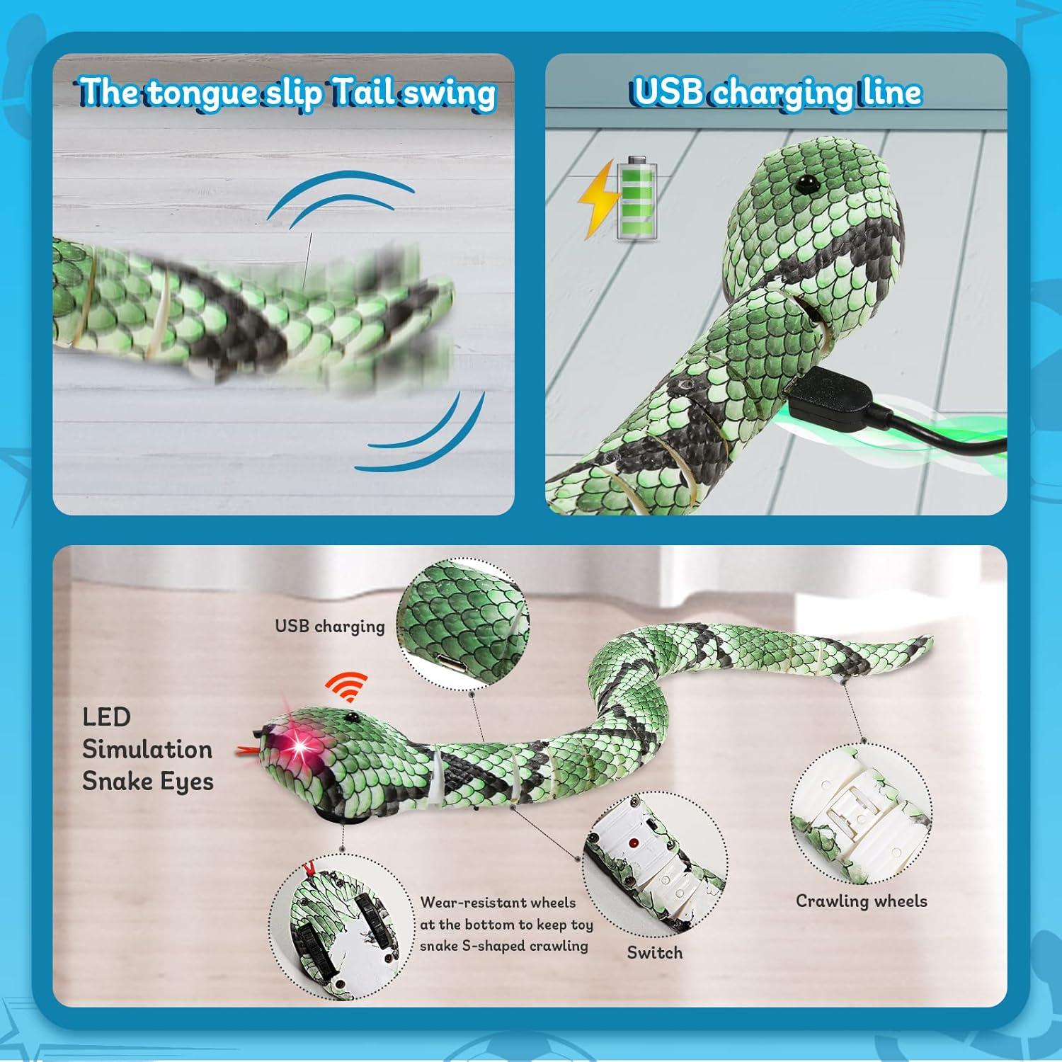 Juguete de Serpiente Eléctrica Interactiva Verde 39 cm