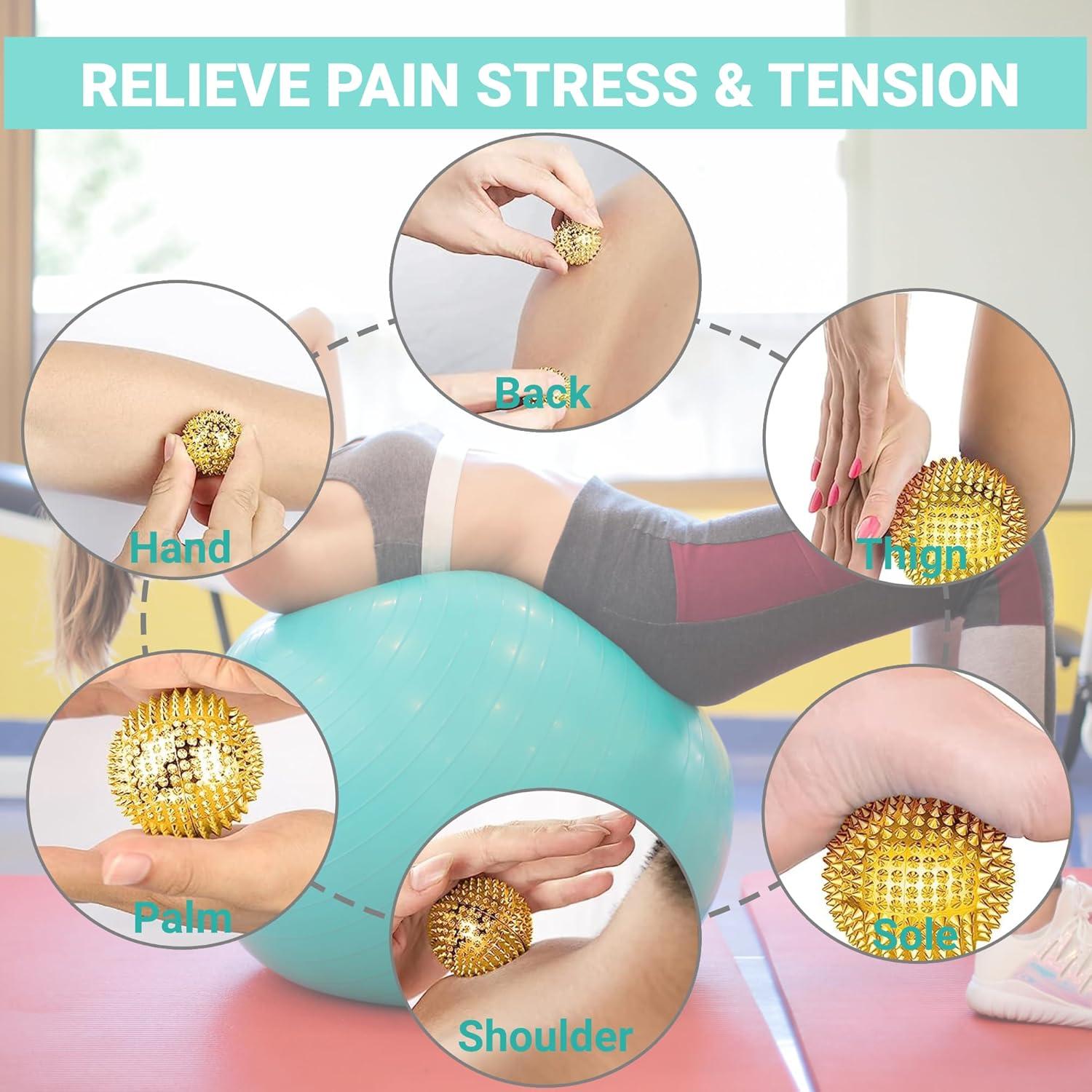 Bolas de Masaje Espinosas GRUNIL 32 mm Doradas - Alivio Estrés