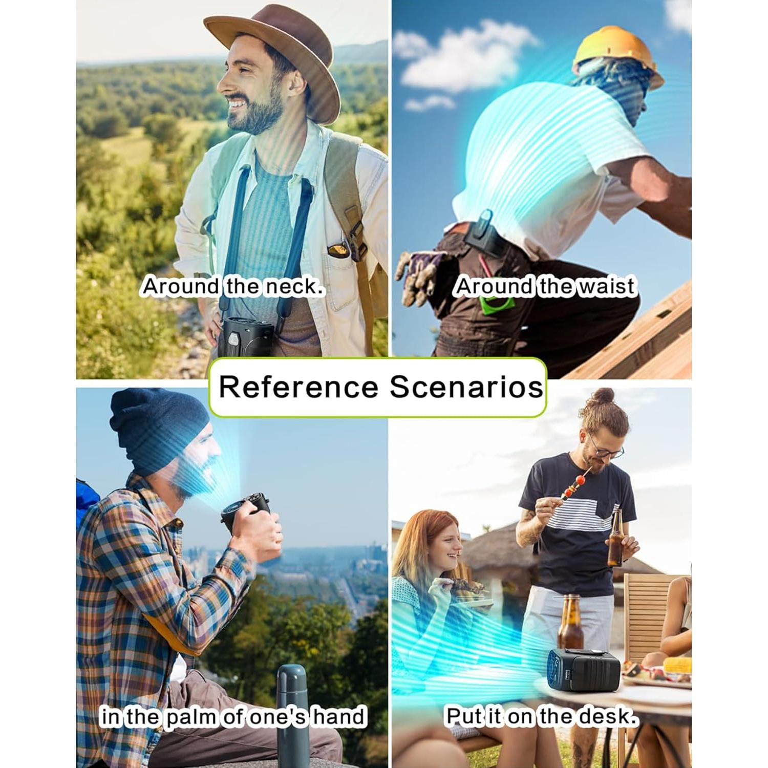 Ventilador de Cintura Yinken 10000mAh Recargable 5 Velocidades