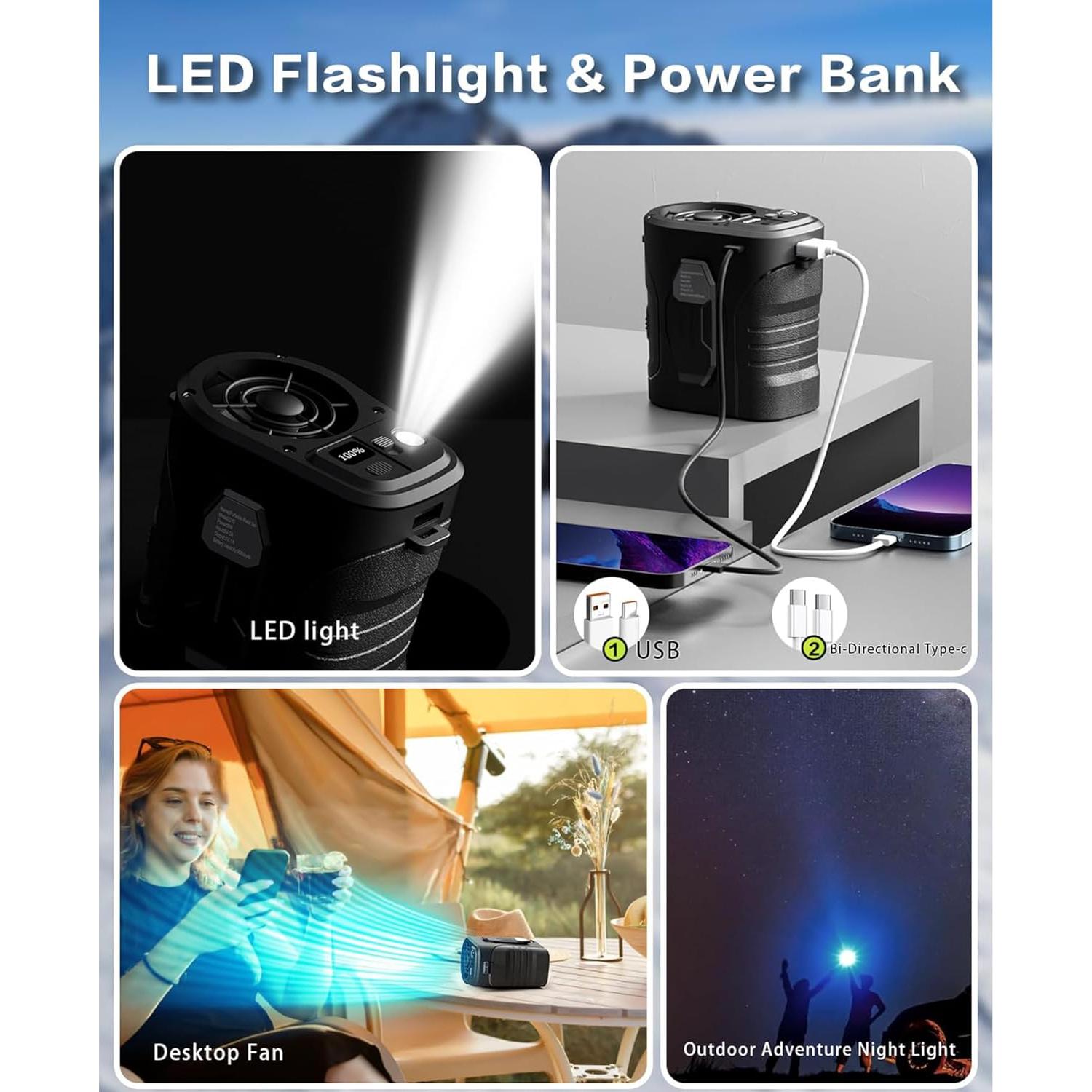 Ventilador de Cintura Yinken 10000mAh Recargable 5 Velocidades