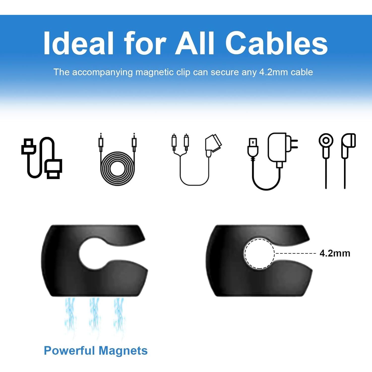 Soportes Magnéticos para Cables Wanheart 6 Clips Redondos