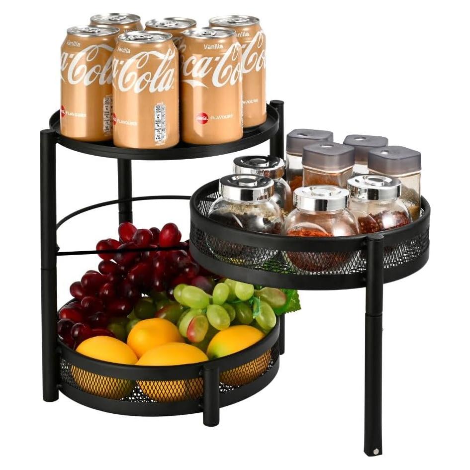 Estante de Especias IBERG Giratorio 28 cm Negro Organizador Cocina