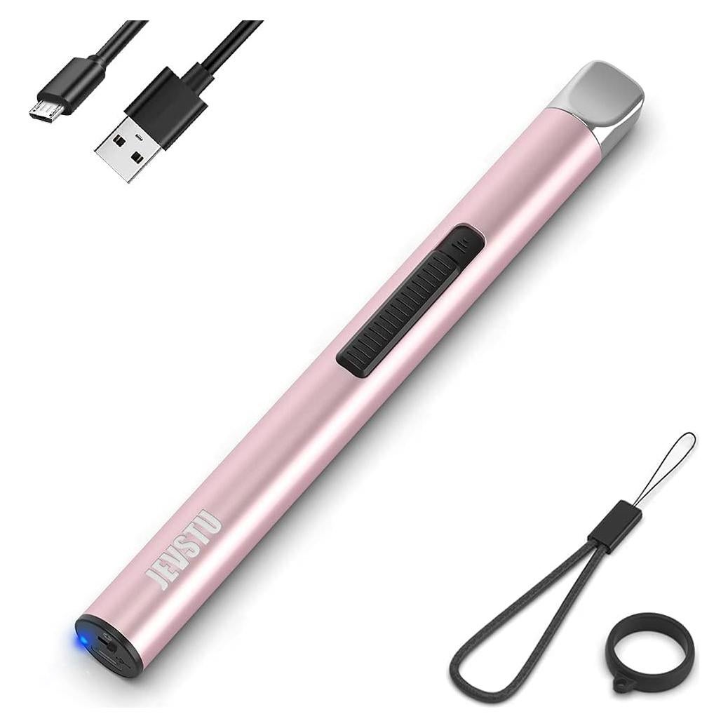 Encendedor Eléctrico USB JEVSTU Rosa a Prueba de Viento 16cm