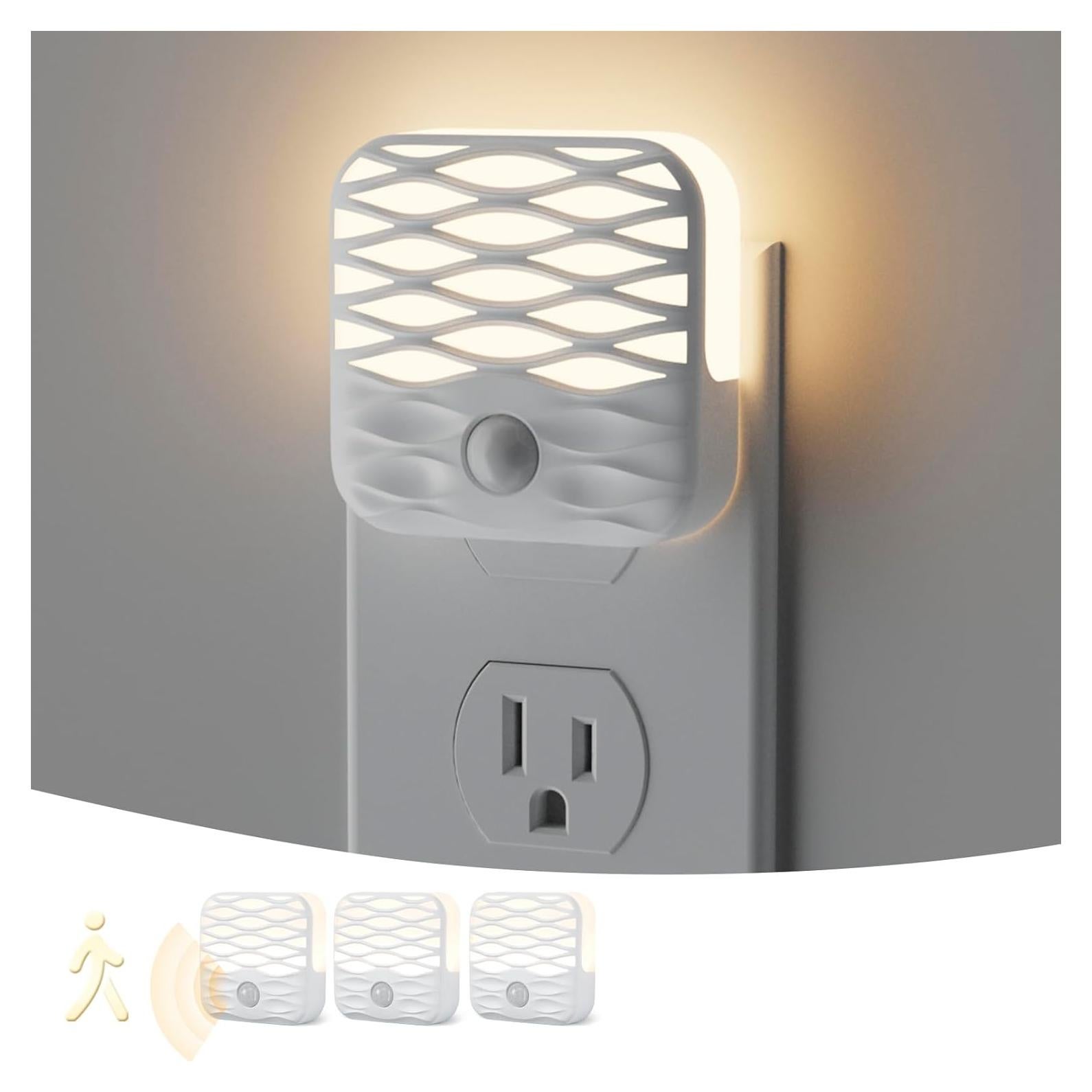 Dawnrise 3 Luces Nocturnas Enchufables con Sensor de Movimiento 3000K