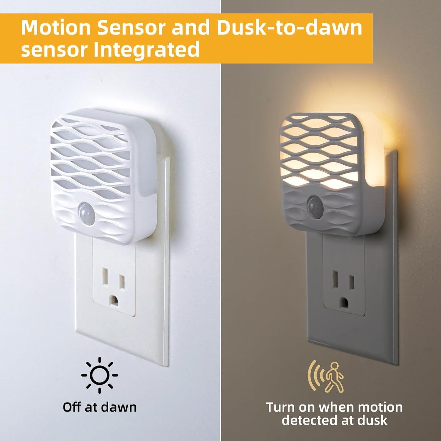 Dawnrise 3 Luces Nocturnas Enchufables con Sensor de Movimiento 3000K