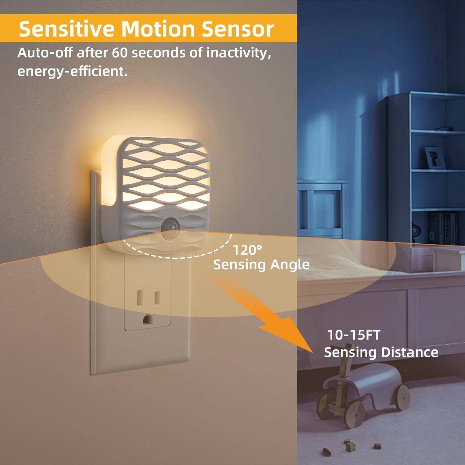 Dawnrise 3 Luces Nocturnas Enchufables con Sensor de Movimiento 3000K