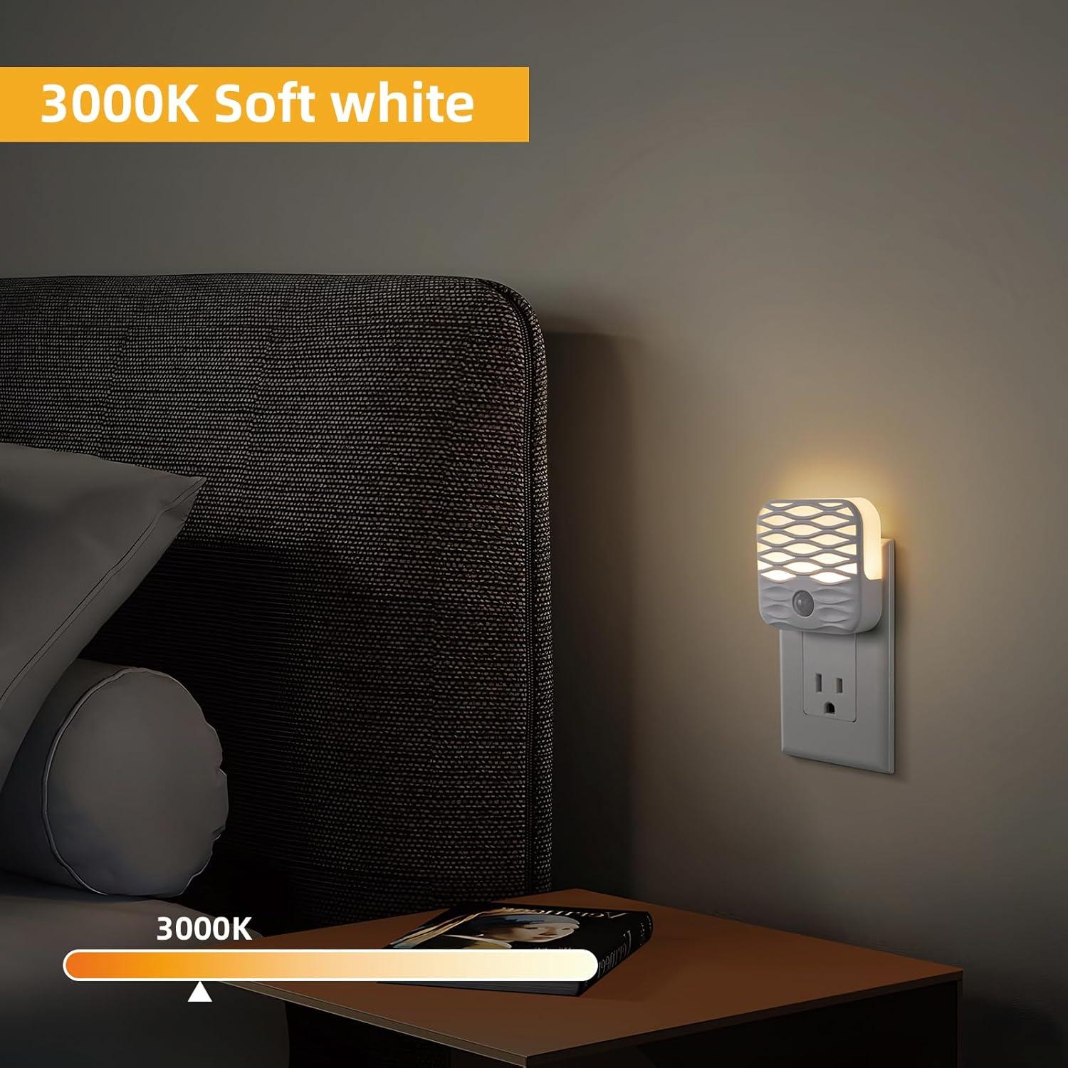 Dawnrise 3 Luces Nocturnas Enchufables con Sensor de Movimiento 3000K