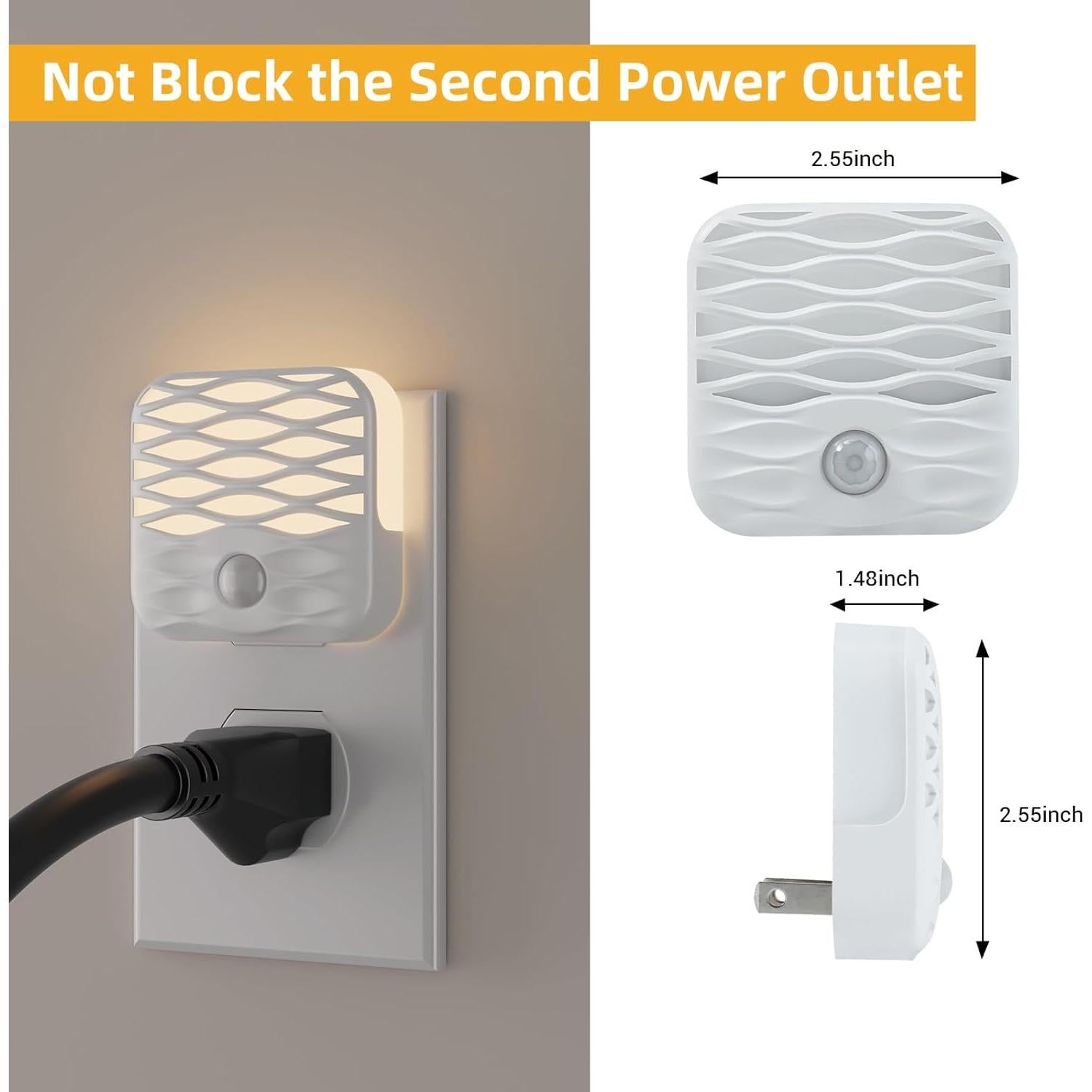 Dawnrise 3 Luces Nocturnas Enchufables con Sensor de Movimiento 3000K